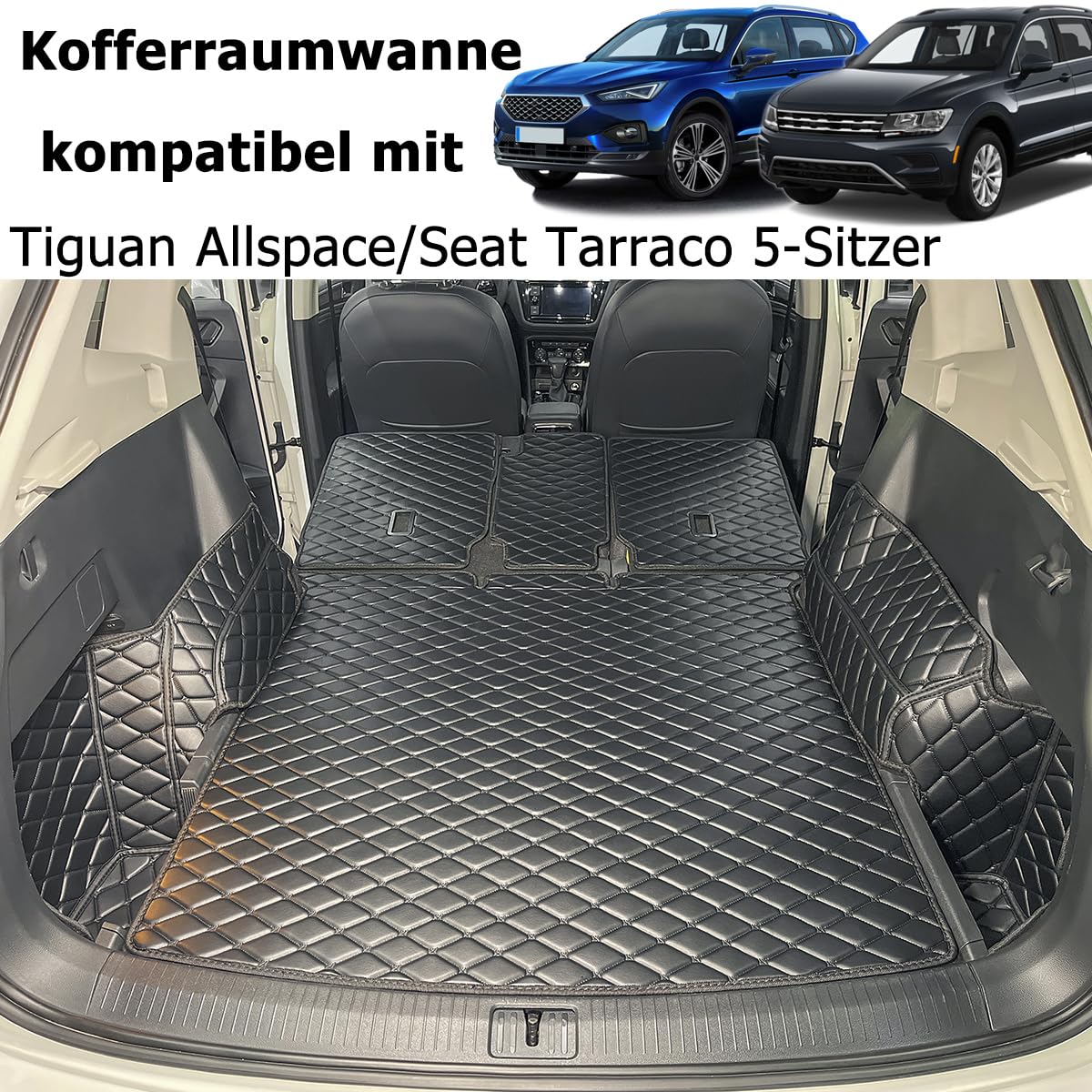 Kofferraumwanne kompatibel mit VW Tiguan Allspace/Seat Tarraco 5-Sitzer 2017-2025 | Kofferraummatte Kofferraumabdeckung