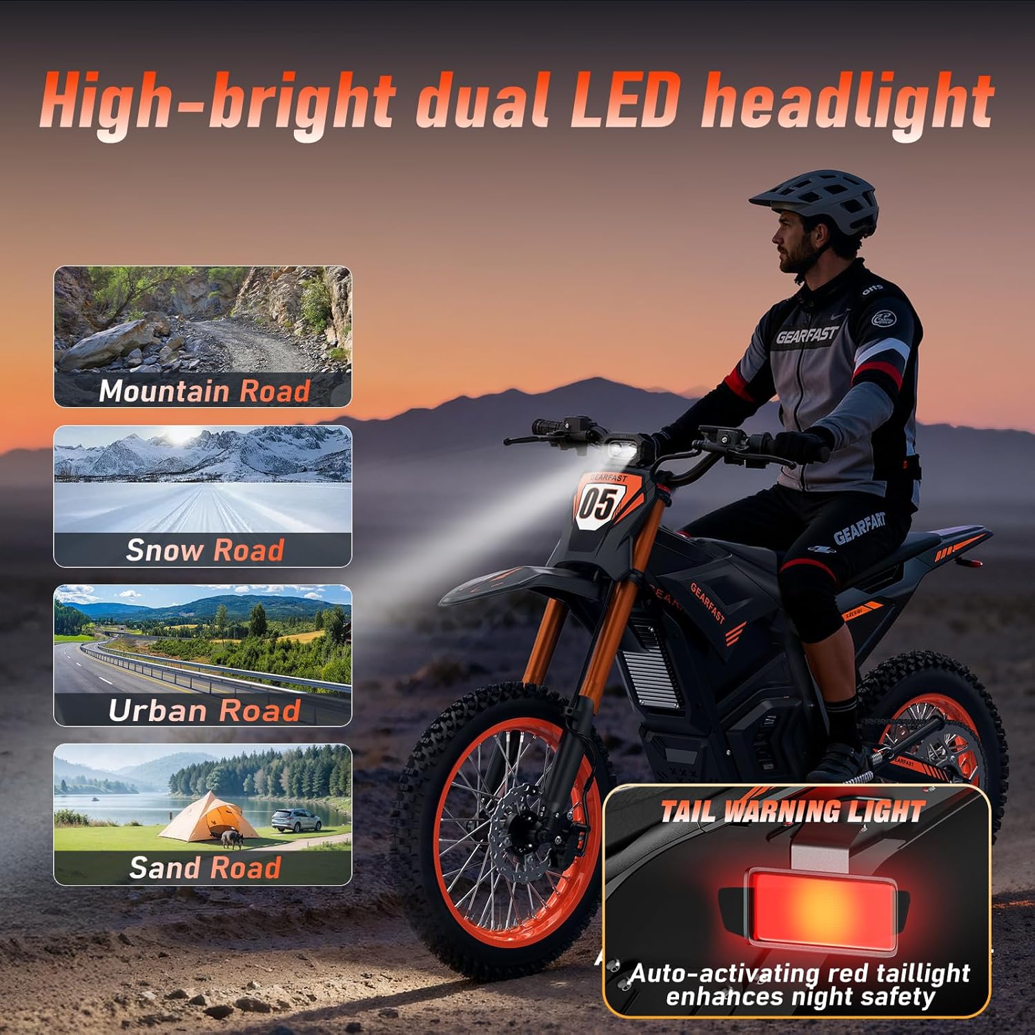 Electric Dirt Bike for Adults Teens, Peak 3000W, 36MPH&60 Miles Electric Motorcycle, 48V 21/23.4AH Removable Battery, Hydraulic Brakes&Full Suspension, 14"/12" Fat Tire, Mountain Off-Road
