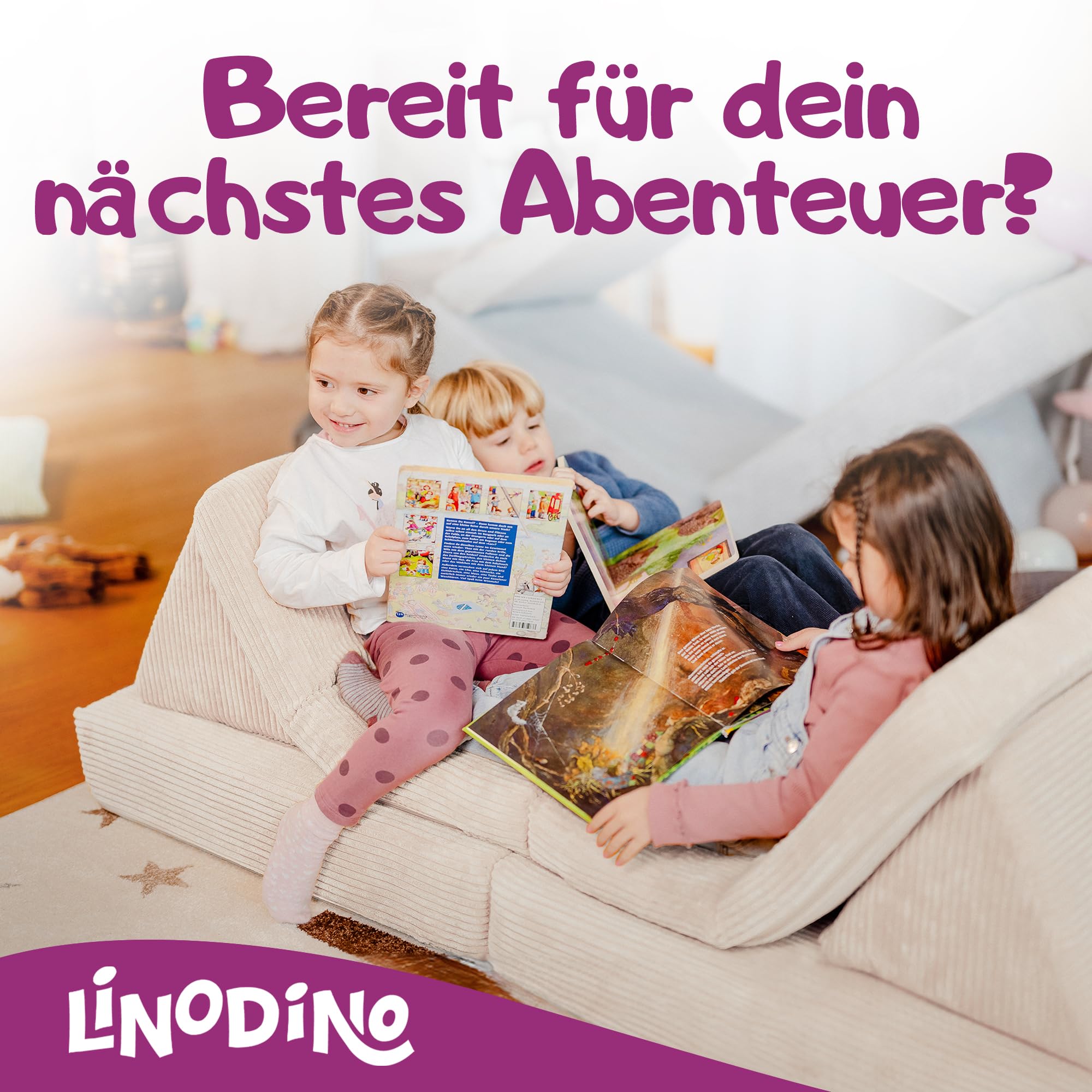 Linodino® Spielsofa Cord | Kindersofa aus Schaumstoff Bausteine - Spielsofa für Kinder & Kuschelecke im Kinderzimmer | Kindercouch | Oeko-TEX 100 Zertifiziert | Elfenzauber Beige