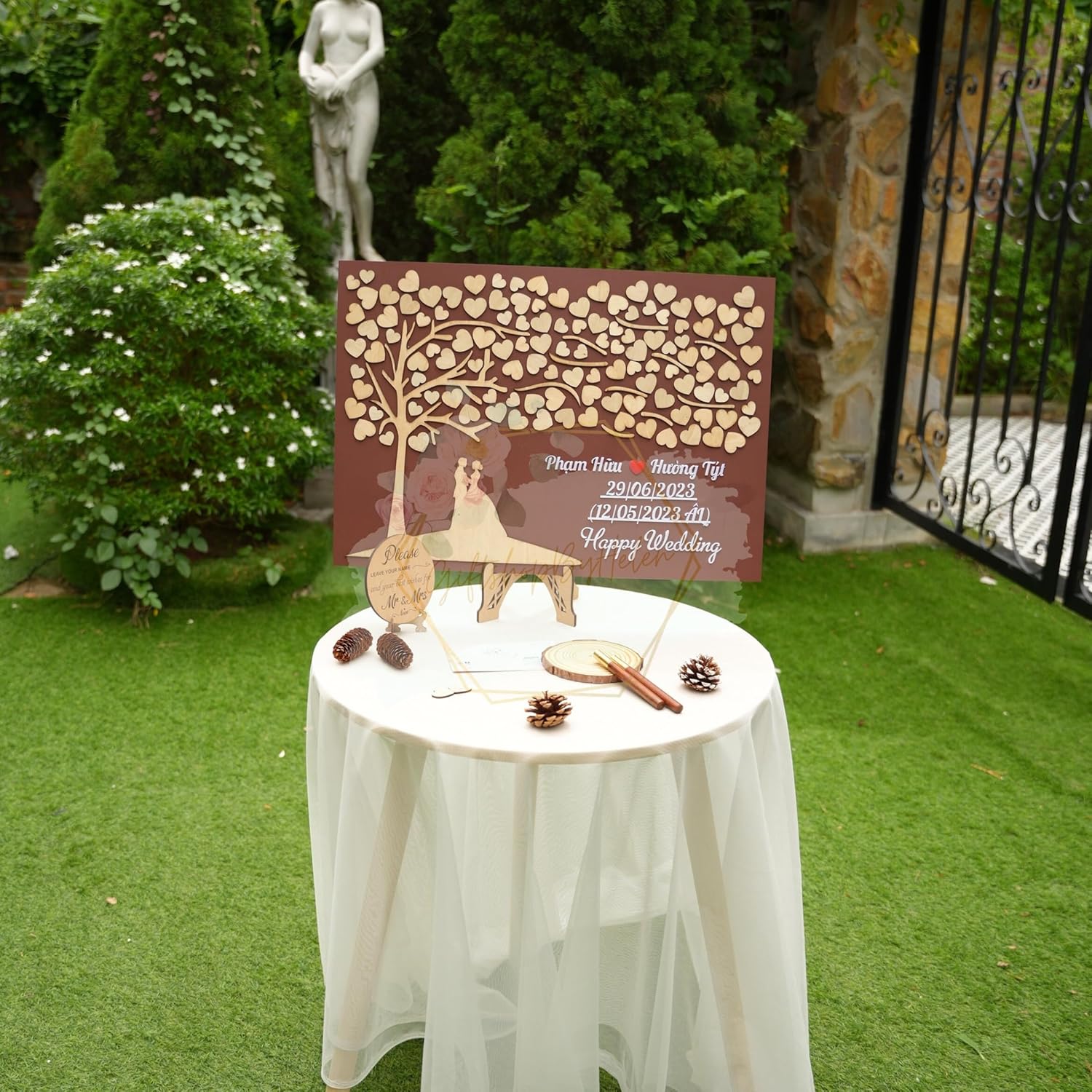 Personalized Wedding Guest Book Alternative, Wedding Guest Book Heart Sign, Customizable Wedding Guest Book 3D Heart Tree, Ideal for Wedding and Anniversary