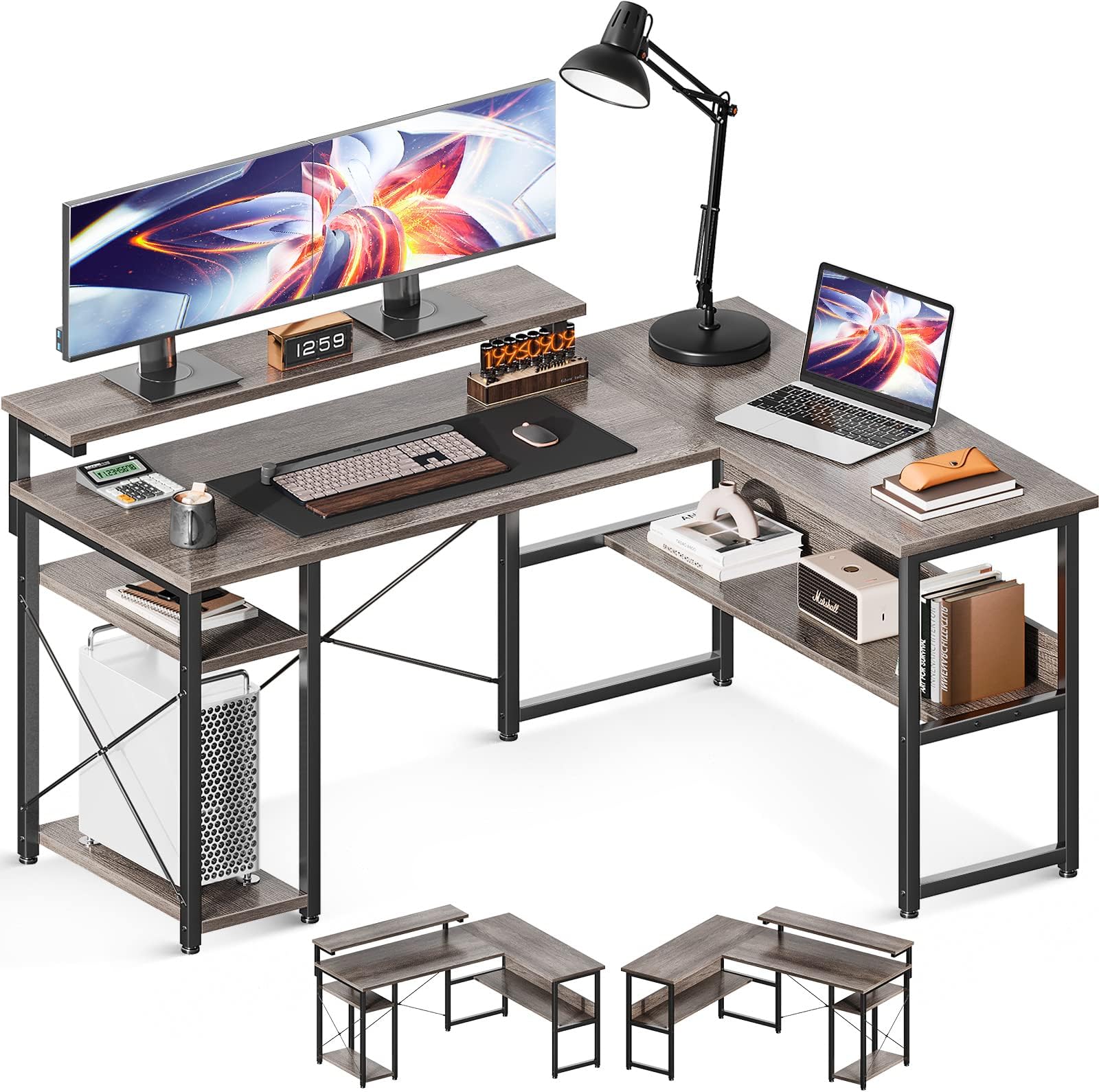 Amazon.co.jp: ODK Gaming Desk with 3 Drawers, Computer Desk, With ...
