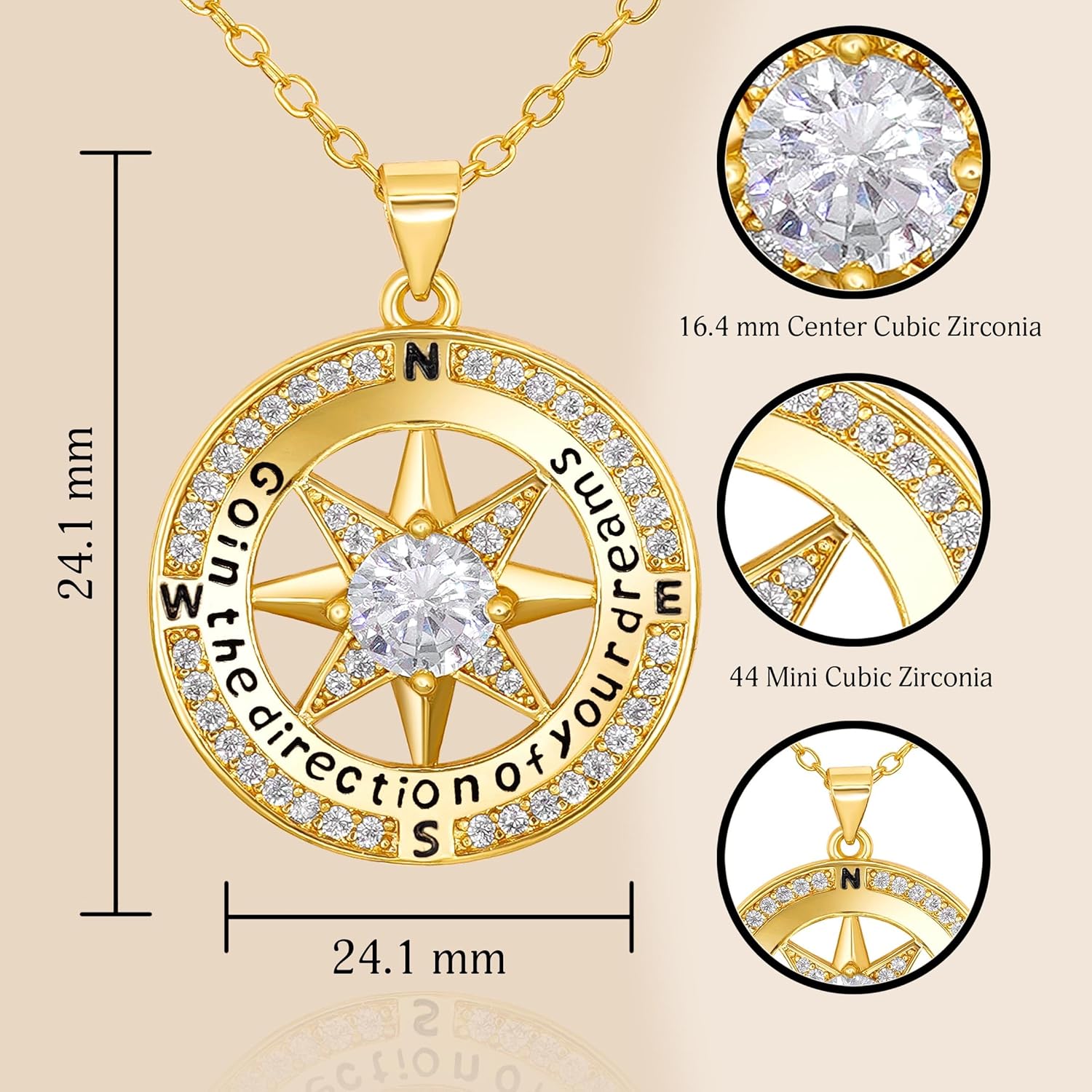 Graduation Gifts for Her, Inspirational Graduates Compass Necklace for Women Jewelry, College Graduation Gifts for Friends with Congrats Grad Box, Gift Bag, Gift Tissue and Bookmark