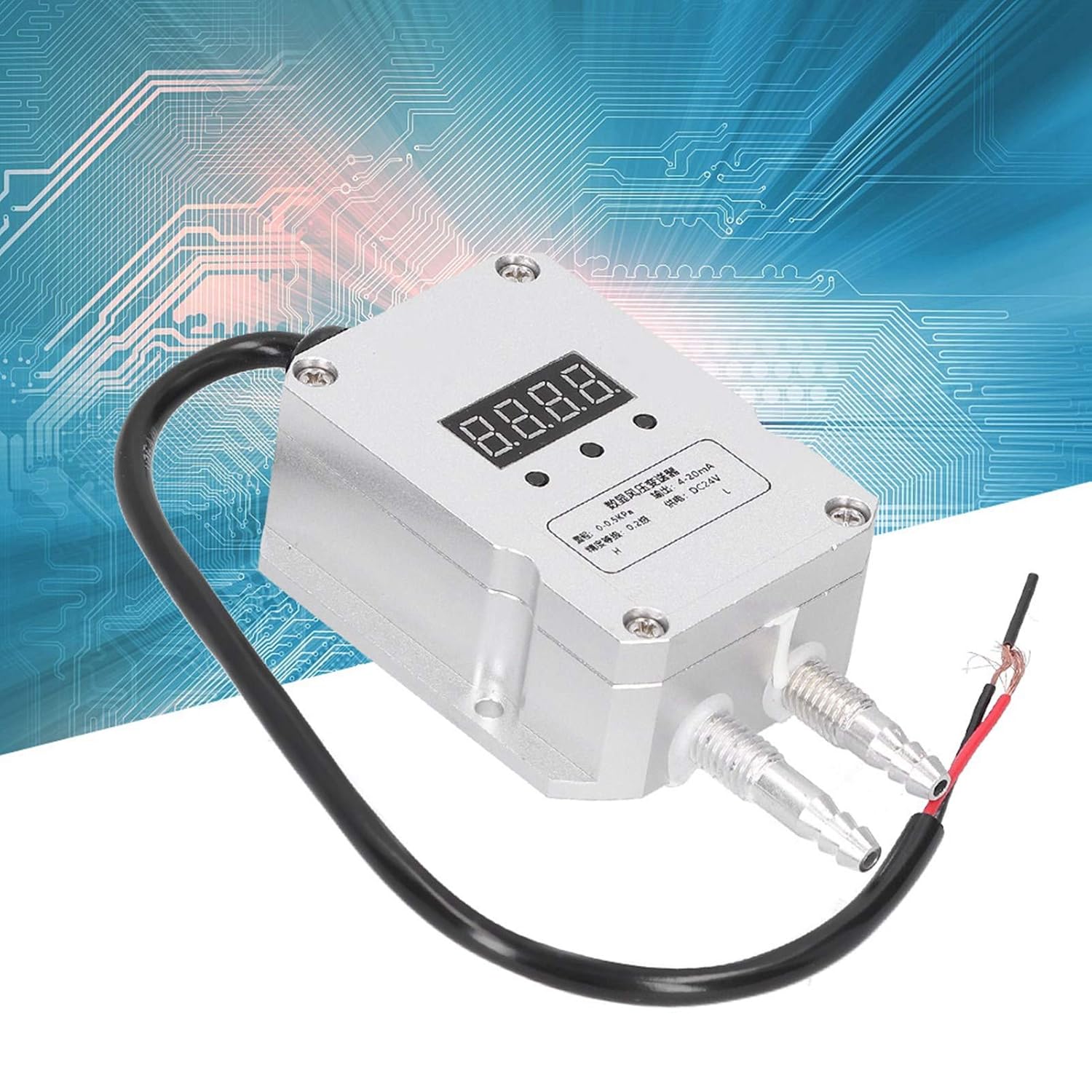 差圧トランスミッタ 0 ～ 0.5kPa、デジタル表示風圧センサー、M10 ネジポート付き 4 ～ 20mA DC24V、ボイラー空