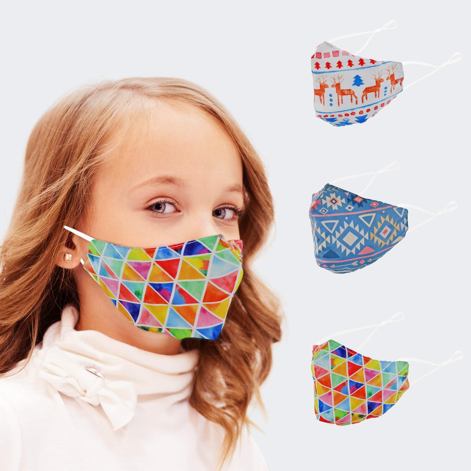 KC Cubs Boy and Girl Kids Face Mask Washable 3-Pack 2 Layer Cotton Face Masks