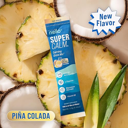 Miniatura 2 de Nello Supercalm - Mezcla de bebida Ashwagandha KSM 66, suplemento de glicinato de magnesio y L-teanina, extracto de raíz de ashwagandha, apoyo para