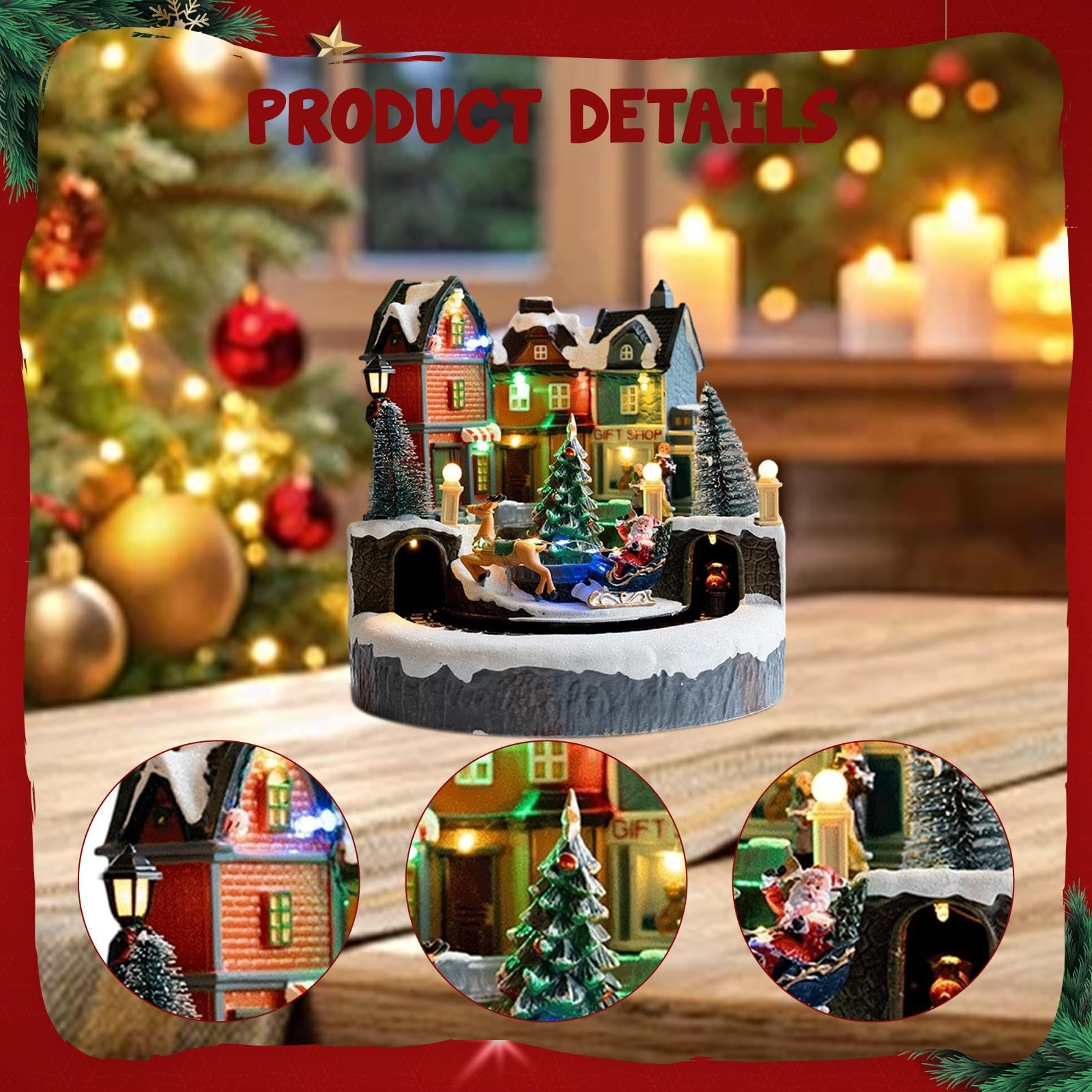 Qianly Decoración navideña iluminada para casa, decoración navideña, Mesa artística, Adorno Festivo de Castillo de Nieve LED, navideña para repisa de, Style B