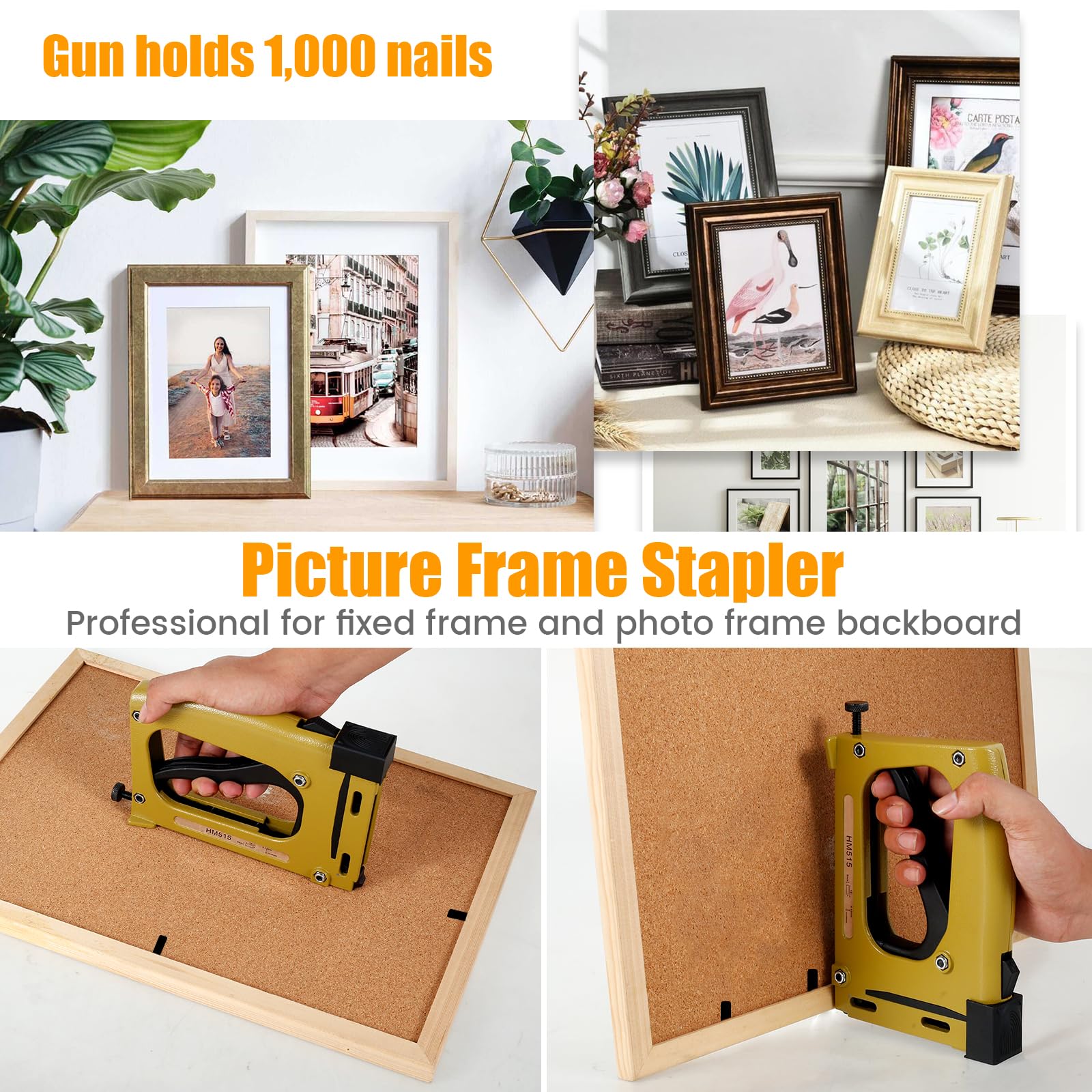 Grapadora Tapiz Manual para Herramientas de Encuadre Foto Clavadora con 2000 Grapas de Hoja Grapadora Tapiz Ajustable para Enmarcar Pinturas e Imágenes de Artista