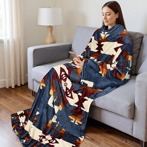 Miniatura 4 de Catalonia Manta con mangas y bolsillo, suave y cómoda manta de forro polar para mujeres y hombres