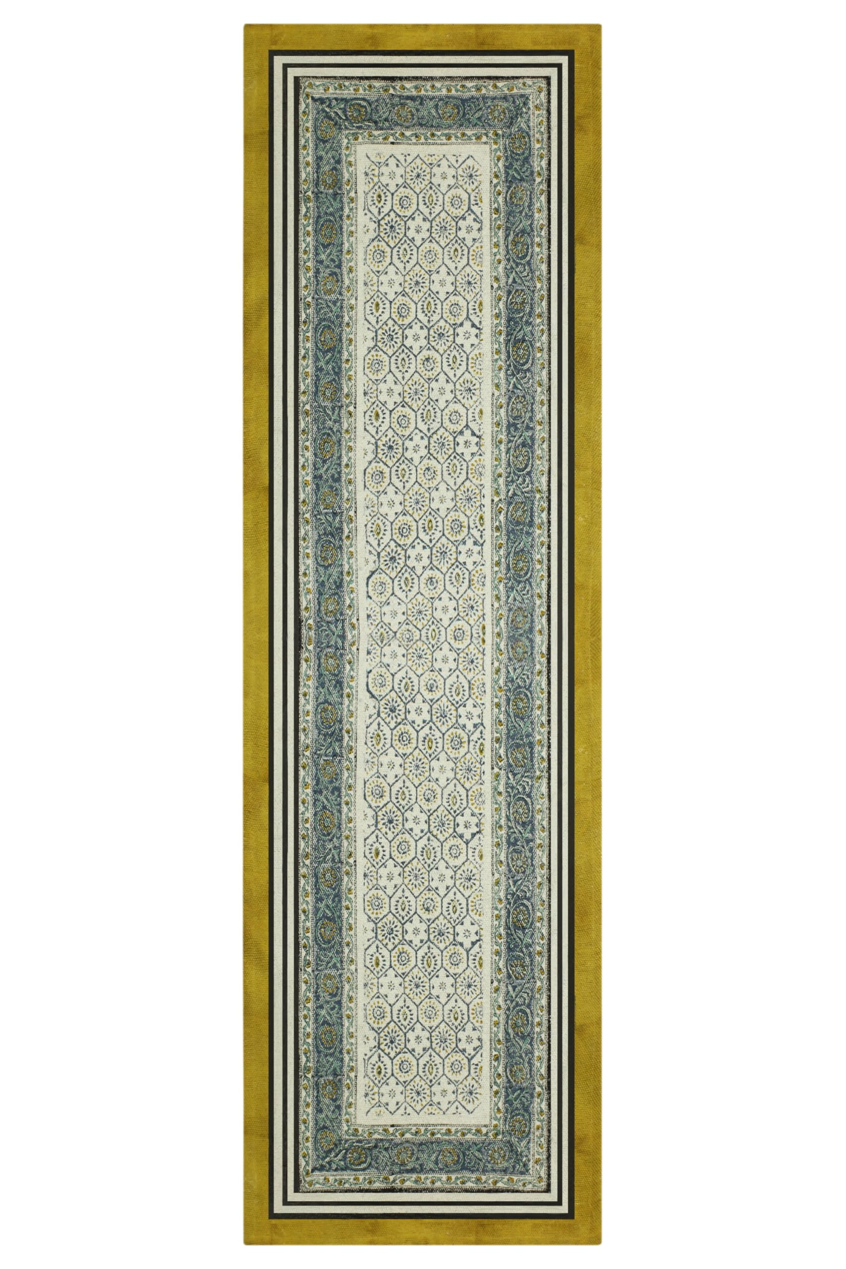 Tapis de couloir kilim en coton 6,6x61 cm tissage plat lavable