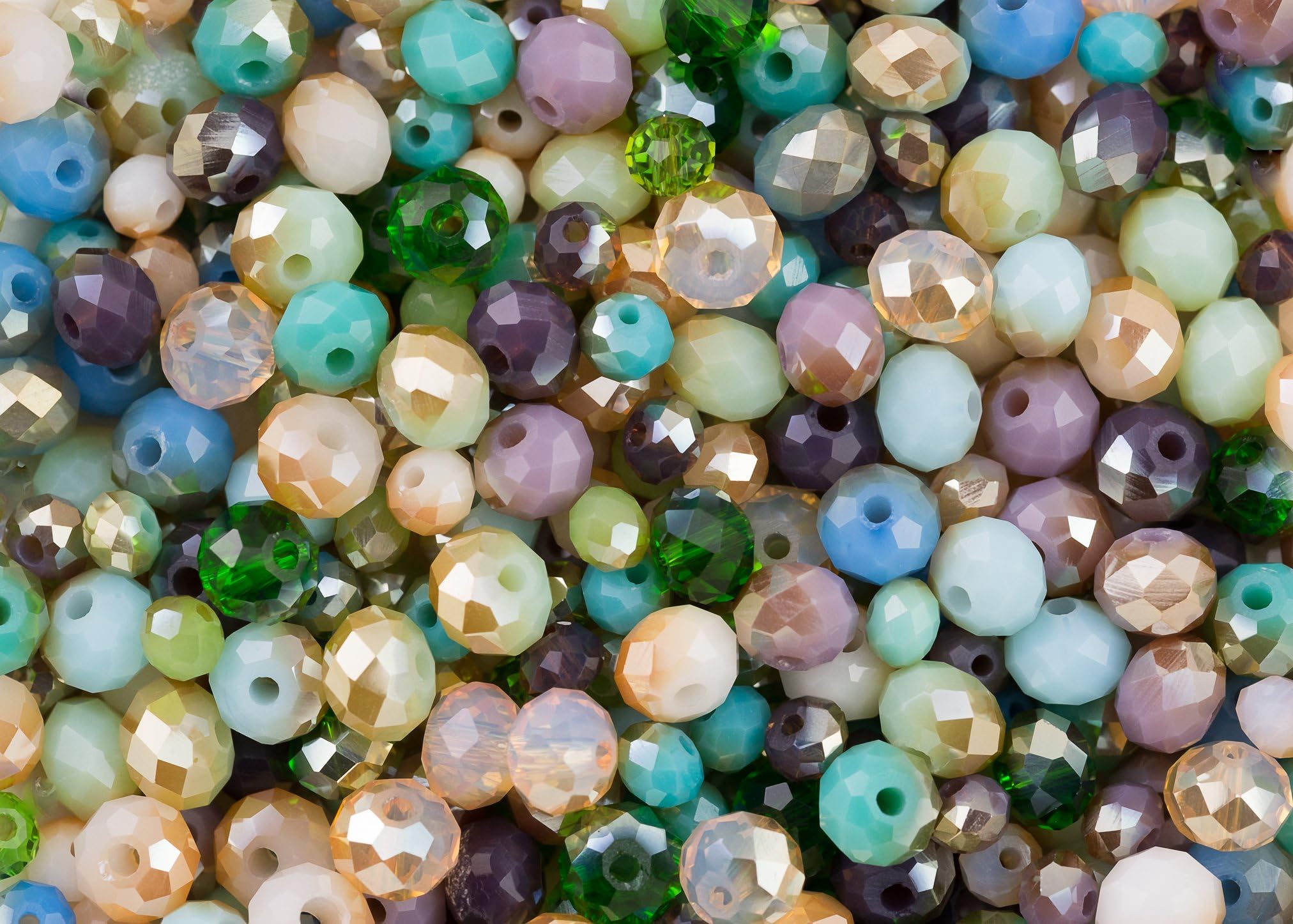 400 Pieces Sea Dream: Turquoise, Blue, Green, Purple and Pink rondelle Glass Crystal Mixed Bead Set for Jewellery Making