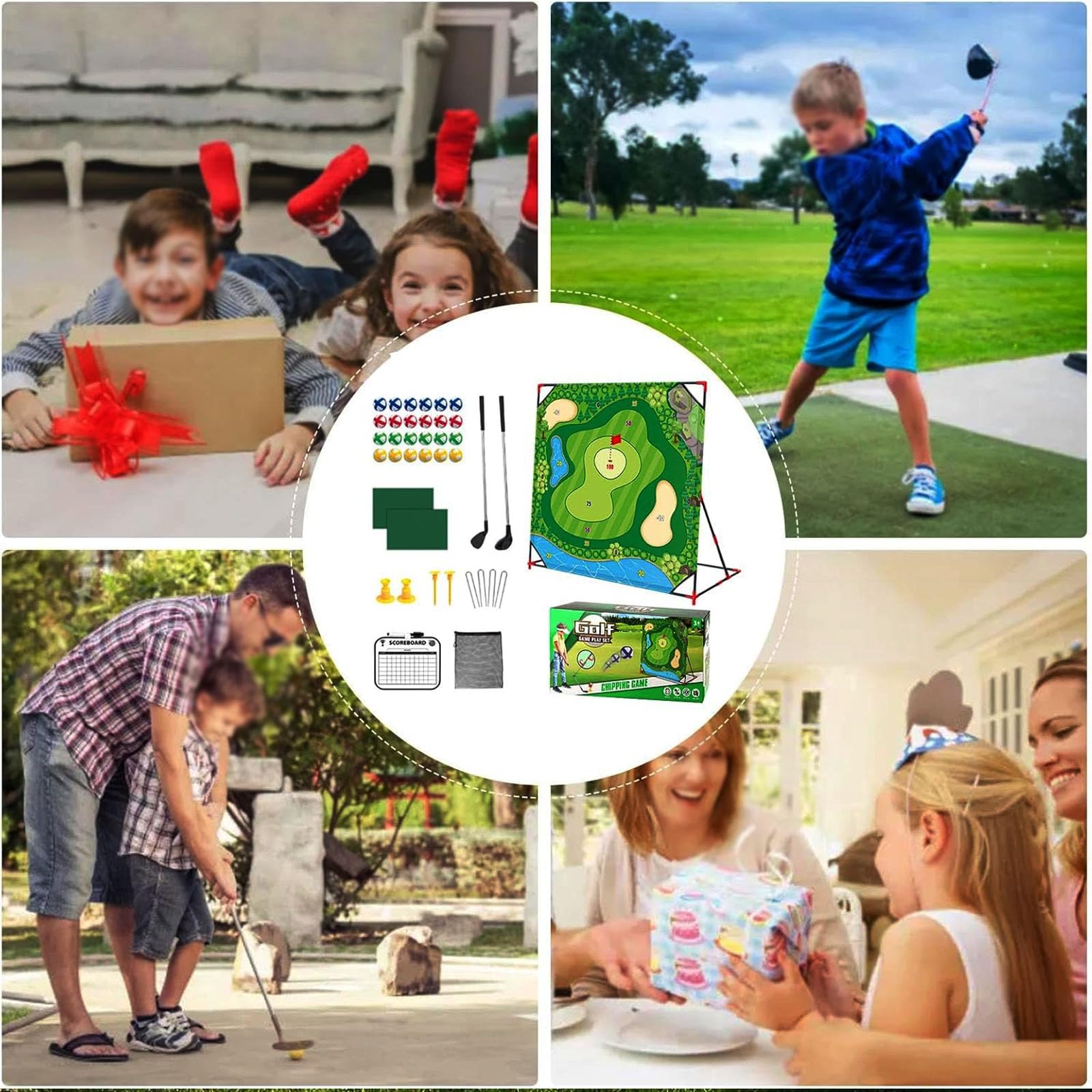 Ensemble De Jeu De Golf Chipping Battle, Entraîneur De Swing Professionnel avec Tapis D'entraînement Et Mur Cible pour Le Développement des Compétences, Tous âges