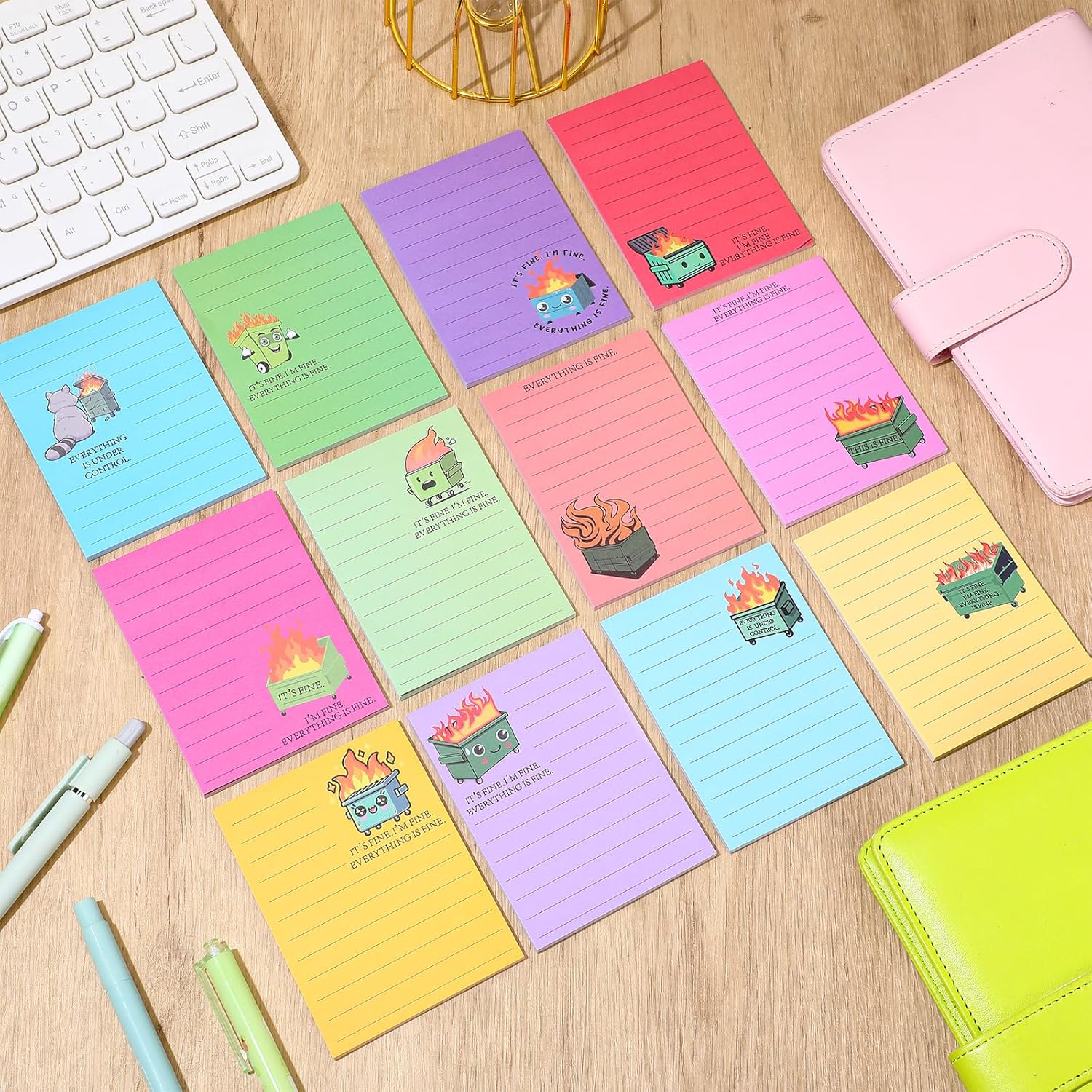 12 Pcs Funny Sticky Notes for Work 4x3 Inches Sarcastic Self Adhesive Notepads Novelty Memo Note Pads for Office Coworker Gifts Employee Appreciation Supplies (Dumpster Fire,Bright Color) - Image 6