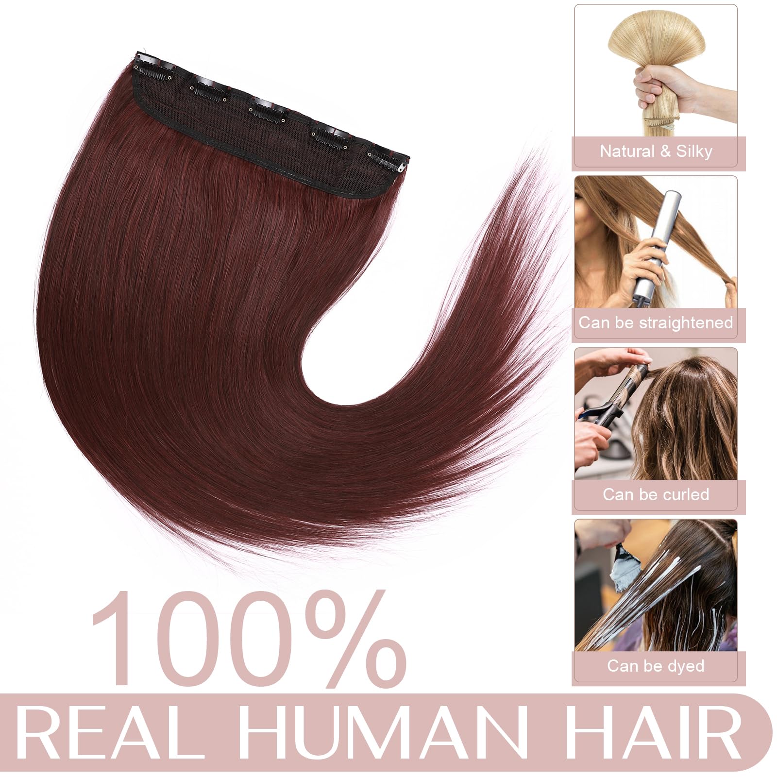 20 inches SEGO One Piece Hair Extensions Clip in Human Hair [#1B Natural Black] Real Remy Hairpieces for Women 3/4 Full Head Straight Invisible (50g) — view 145