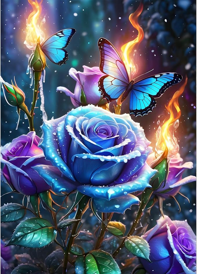 DIY Broderie Diamant Papillon Bleu 80x80cm Kit De Peinture Diamant 5D,Diamant Painting,Peinture Par Numéro, Diamond Painting Point De Croix Arts Craft, Ldéal Pour La Décoration