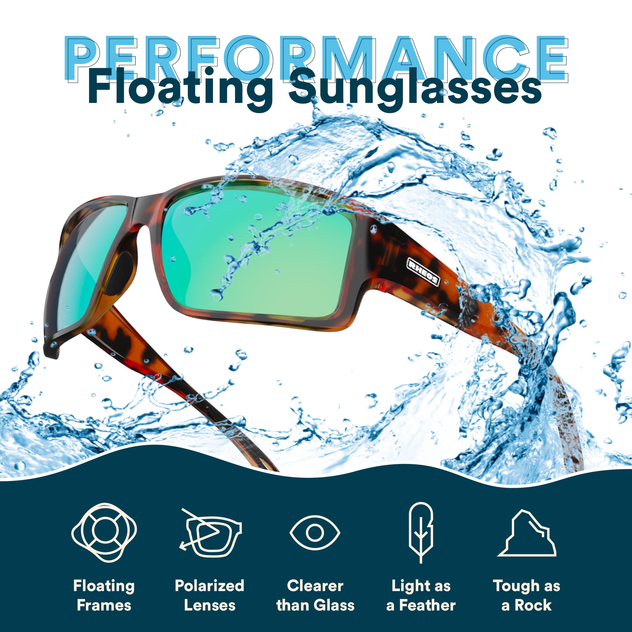 Rheos Biscayne XL | Gafas de sol polarizadas flotantes | 100% protección UV | Navegación y pesca | Deportes acuáticos | Hombres y mujeres