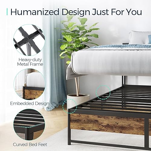 Miniatura 8 de Base de cama de tamaño matrimonial con 4 cajones y cabecero, luces RGB y cargador rápido, montaje rápido con almacenamiento, no necesita somier,