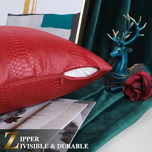 Miniatura 195 de BRAWARM Fundas de almohada de piel sintética de 16 x 16 pulgadas, paquete de 2 fundas de almohada de cuero plateado, almohadas decorativas de piel