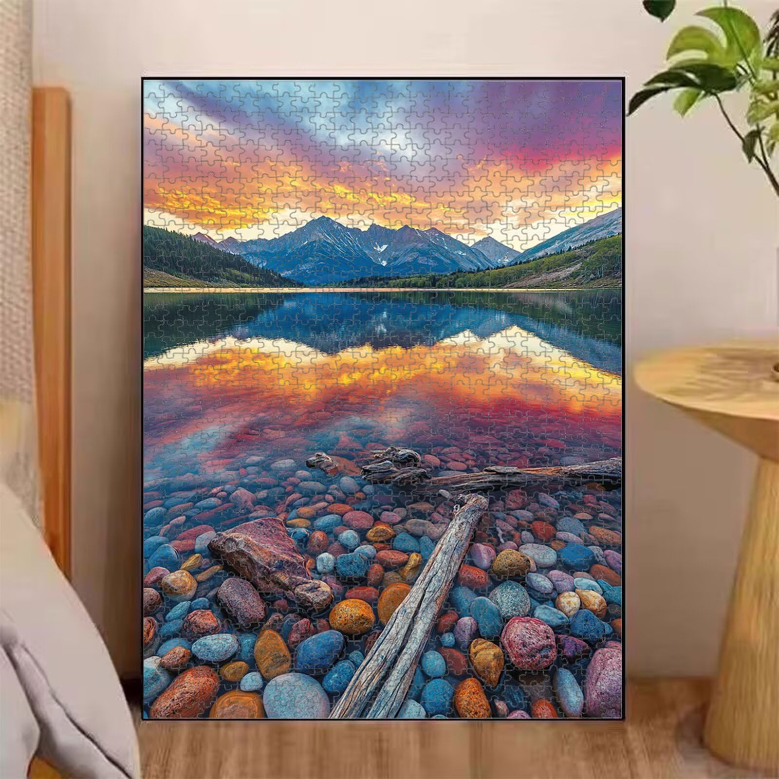 1000 elementów, puzzle dla dorosłych, góry i jezioro, wytrzymałe drewniane puzzle 1T#1768