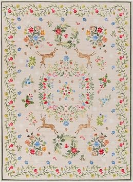 Gertmenian Indoor Holiday Area Rug - 3x5 Small, Durable, Easy-Cleaning & Non-Shedding, Ideal for High Traffic Areas in Living Room, Bedroom, Entryway - Yuletide, Beige, 48876