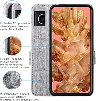 Foluu Google Pixel 8 Flip Tok - Prémium Műbőr Pénztárca Tok Kártyatartóval, Állvánnyal és Mágneses Zárral, TPU Keret, Ütésálló (Szürke) 5