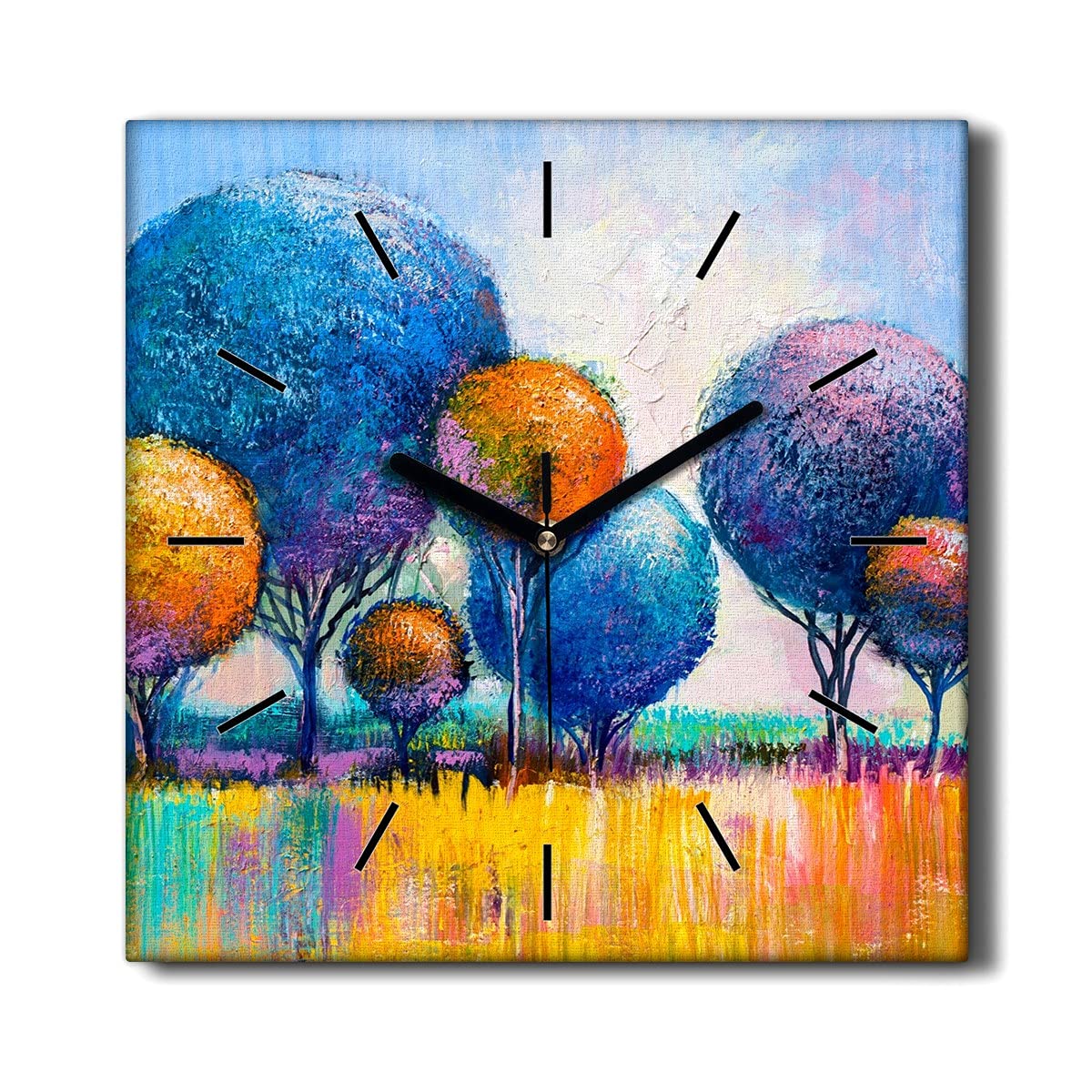 Horloge murale toile 30x30cm silencieuse Arbre Peinture pour salon