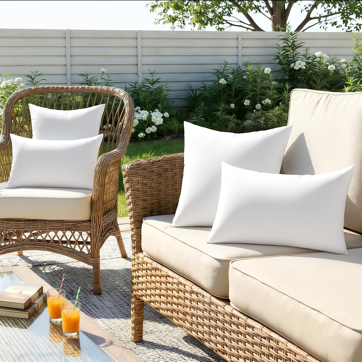 Woaboy Set 4 cuscini decorativi per esterni impermeabili 30 x 50 cm