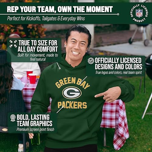 Miniatura 305 de Team Fan Apparel - Sudadera con capucha para adultos de NFL Gameday, mezcla de algodón y vellón de poliéster, abrígate y representa a tu