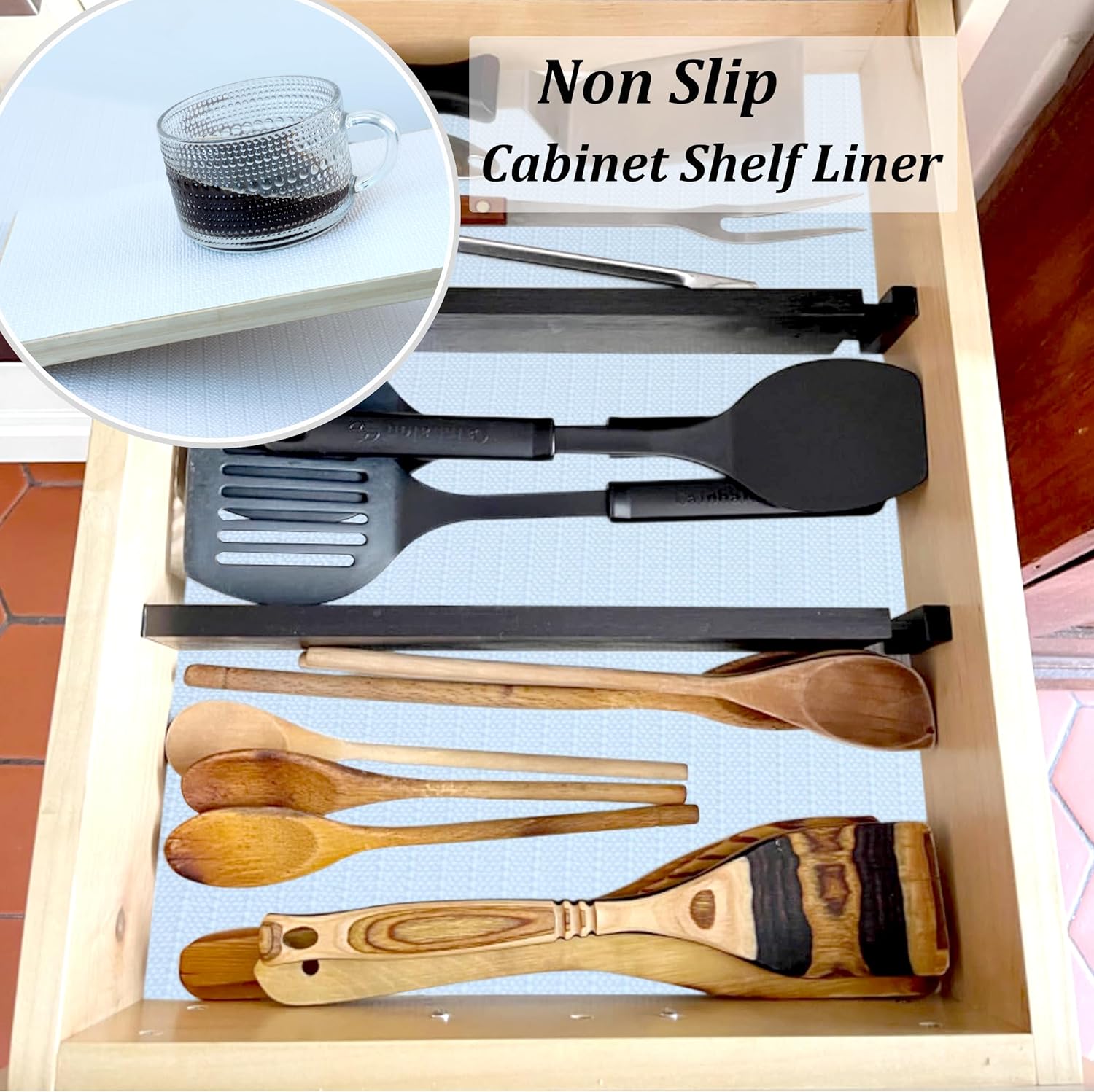 Cabinet Liners for Shelves Waterproof 24 Inch Wide X 20 Ft White Non Slip Drawer Liners Non Adhesive Washable Shelf Liners for Kitchen Bathroom Refrigerator Cupboard Pantry Closet Dresser