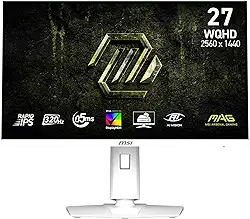 MSI Monitor de jogos MAG 274QRFW X32 68.6 cm 2560 x 1440 (QHD), 320Hz, sincronização adaptável, compatível com HDR, HDMI, porta VGA, montagem VESA, inclinação, bisel fino de 4 lados, 0,5 ms, branco