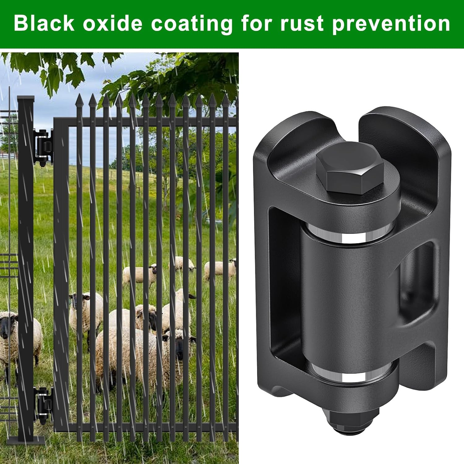 Insaga Heavy Duty Gate Hinges 6mm Carbon Steel Weld-On Door Hinges with Black Oxide Finish, Built-in Bushings Bearings & Anti-Loose Nuts for Secure & Smooth (Weld hinge-90° Open-2Pcs)