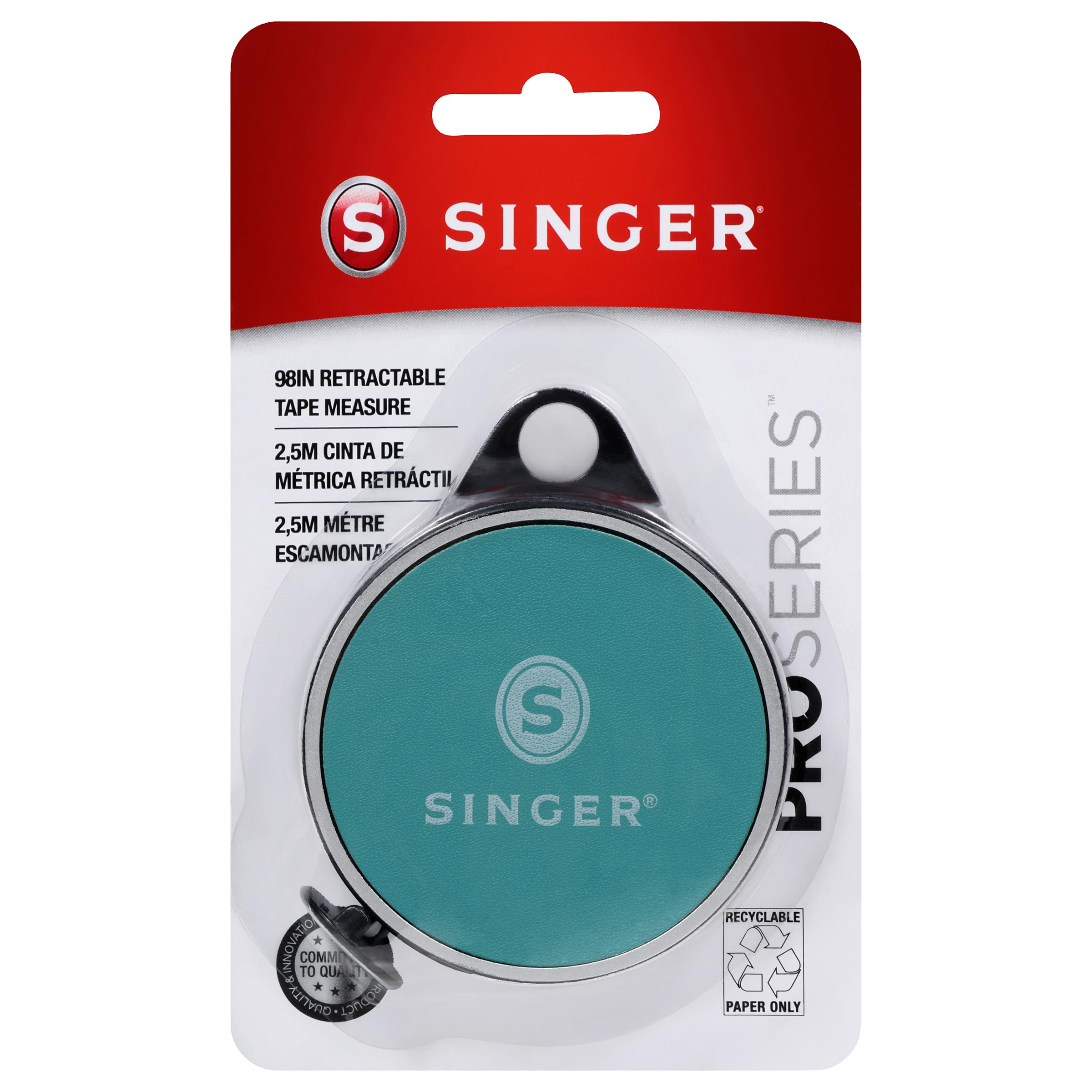 SINGER 50003 ProSeries Retractable Tape Measure, 98-Inch, Teal