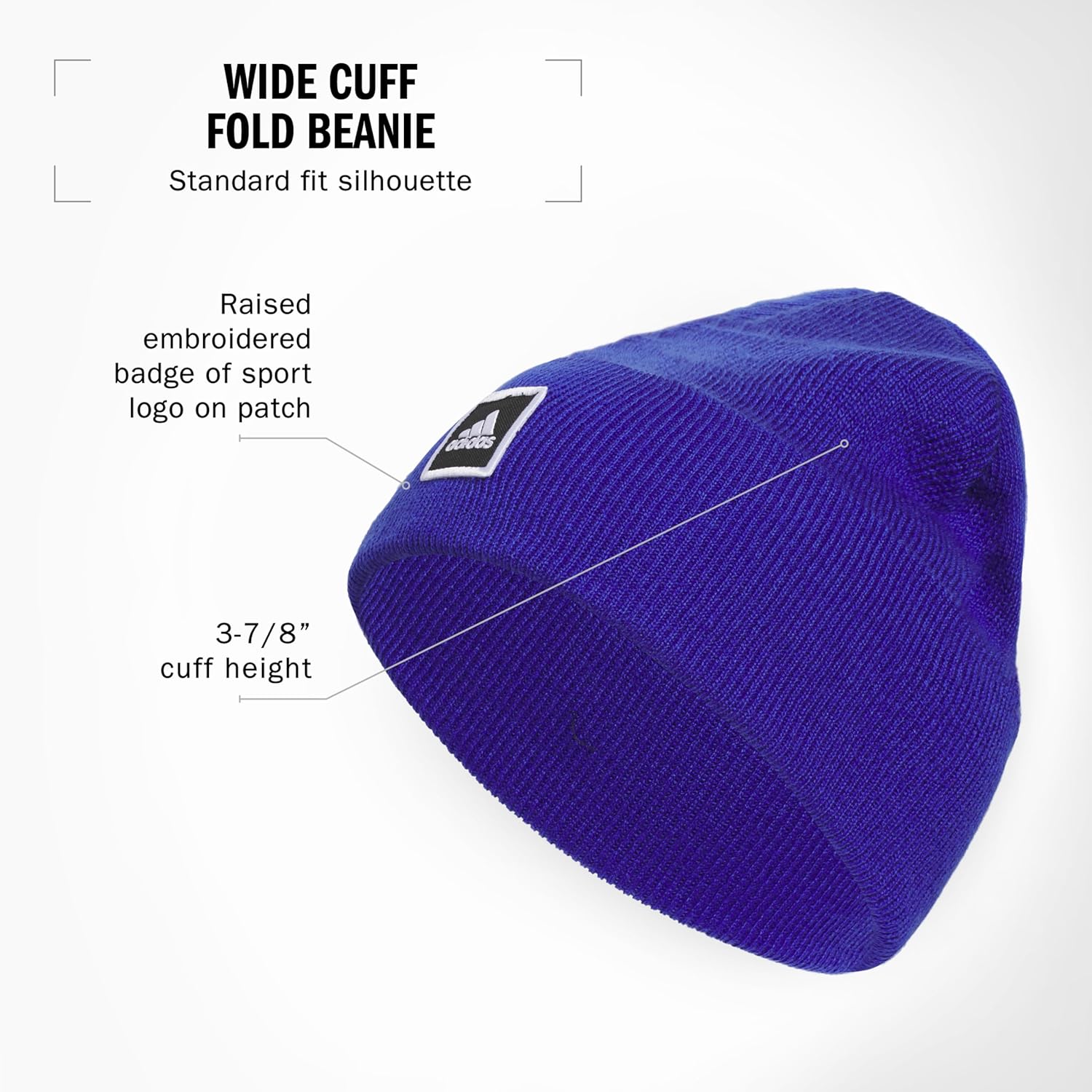 Adidas Men's Wide Cuff Beanie – Tall Fit Slouchy Cuffed Knit Winter Hat - Image 2