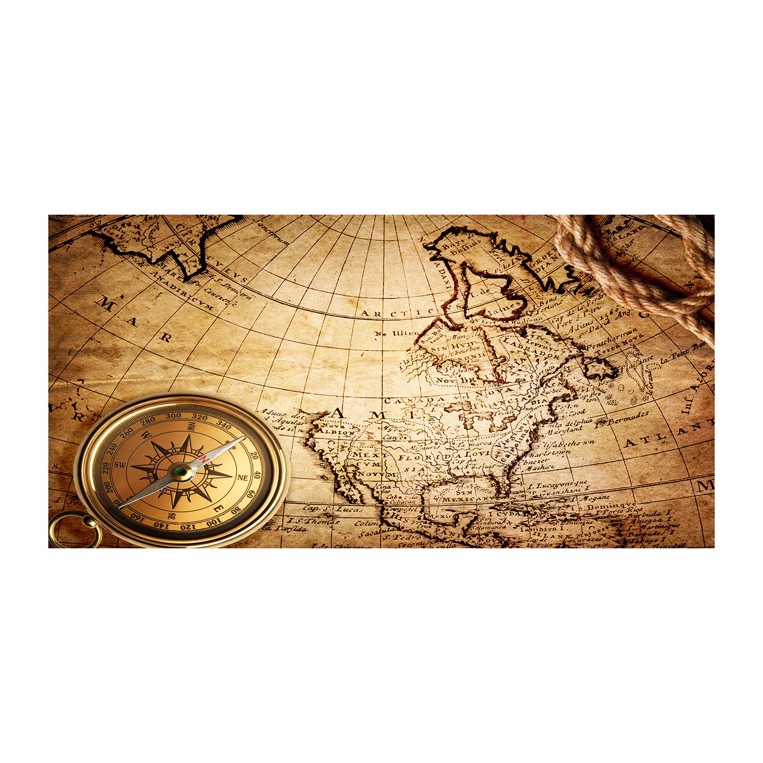 Impression sur verre boussole carte du monde marron 120x60 cm pour evader votre interieur