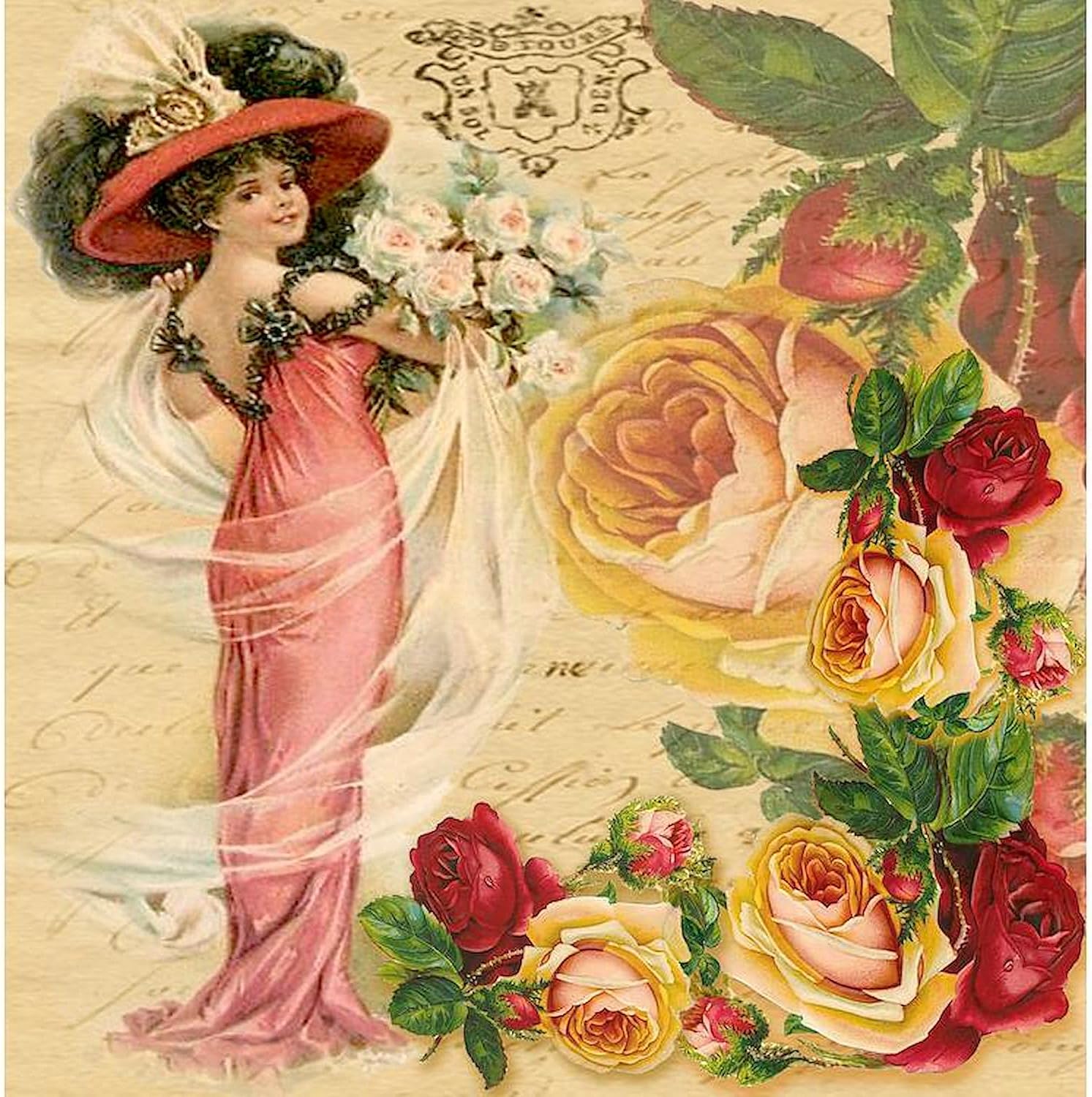 CafePress Rose Lady Decorative Fabric Shower Curtain