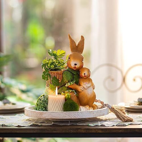 Miniatura 2 de Lazy Susan - Organizador de madera giratoria bandejas redondas de madera blancas de Hanobe para decoración de encimera de cocina mesa de café