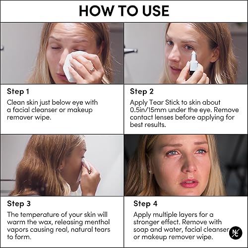 Miniatura 2 de Narrative Cosmetics Barra de lágrima, cera con infusión de mentol para lágrimas naturales en el taco, maquillaje profesional SFX para película,