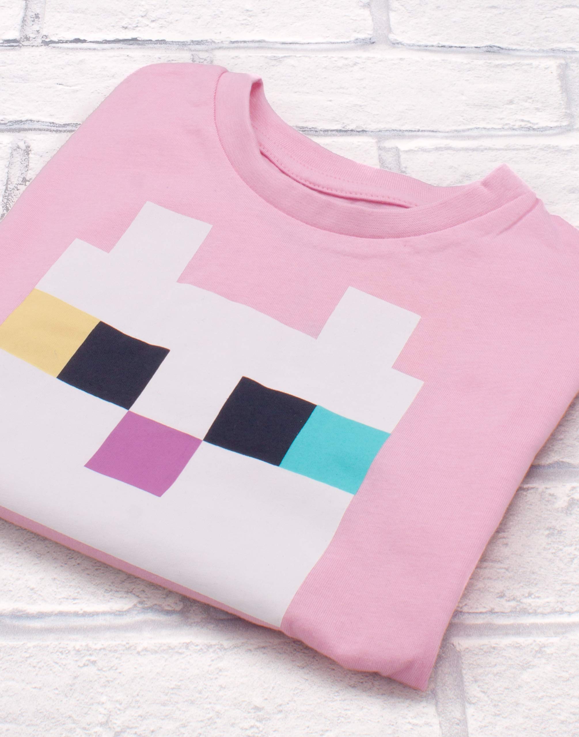 Minecraft Koszulka dla dziewczynek | Kids Kitty Front Character Tie Pink Gamer Tee | Odzież dziecięca Gry Produkty Prezenty