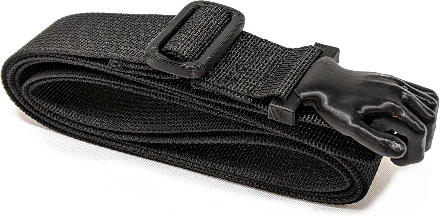 Nylon Tali Strap for Guitar, Vihuela, Guitarron, Requinto. Plastic Sound Hole Hook w/Hand Design (Black)