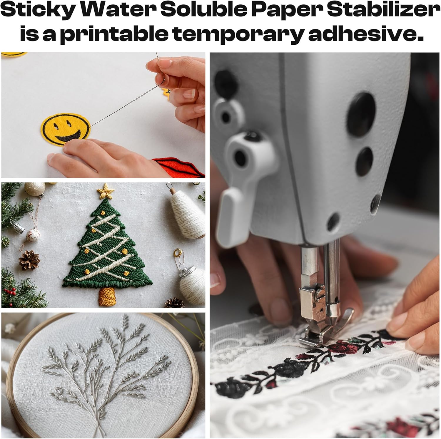 Caydo 15Pcs Water Soluble Embroidery Stablizer, 8.5"x11" Printable Paper Stablizer Adhesive Wash Away Sewing Stablizer for Hand and Machine Embroidery - Image 7