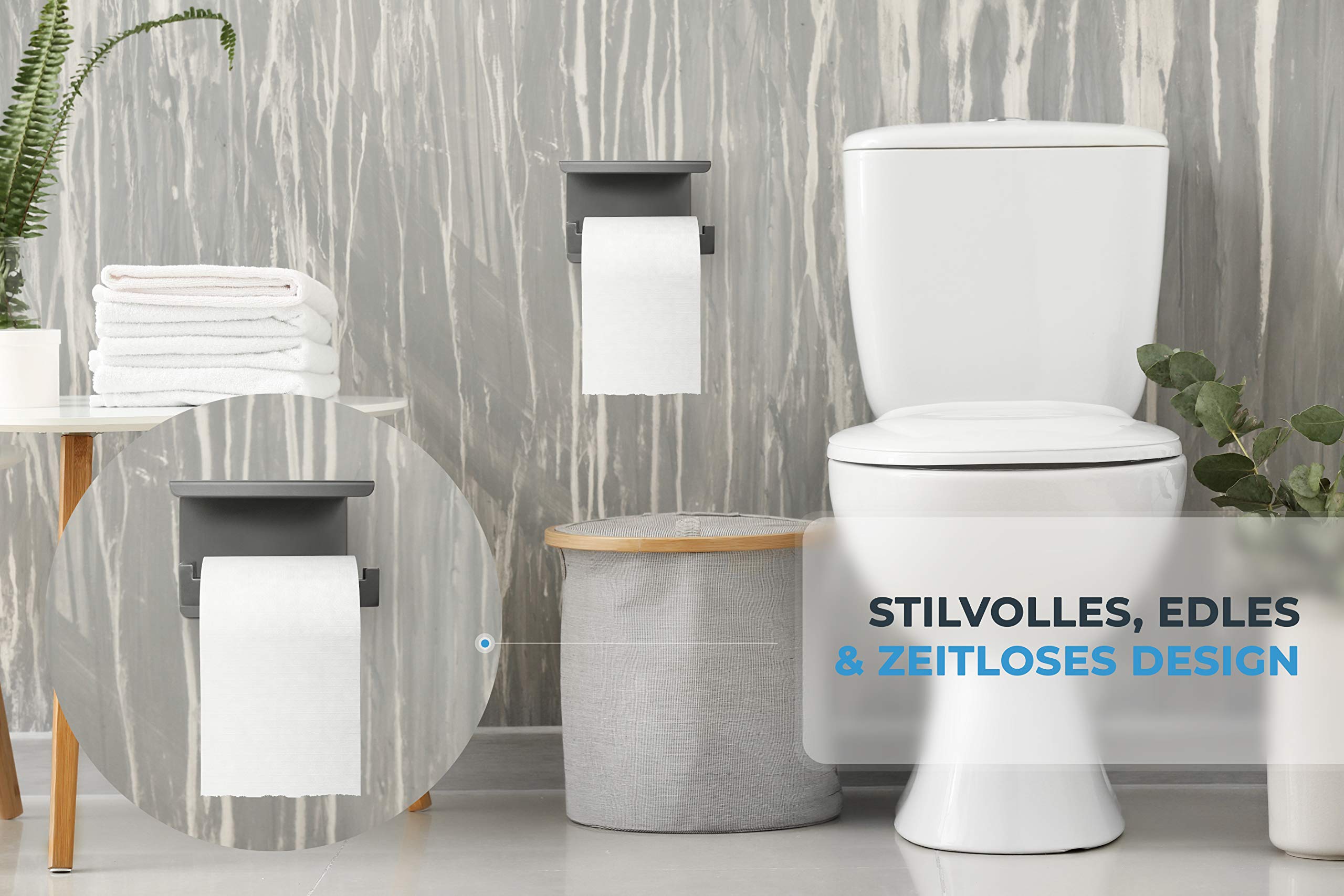 Toilettenpapierhalter Selbstklebend – Kein Bohren, Weiß, Mit Haken Für Handtücher