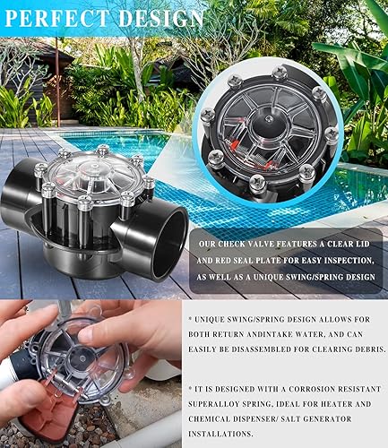 Miniatura 5 de 7305 Tipo Válvula de retención de piscina 180 grados 2 pulgadas a 2.5 pulgadas reemplazo para válvula de retención Jandy 7305 para piscinas y spas