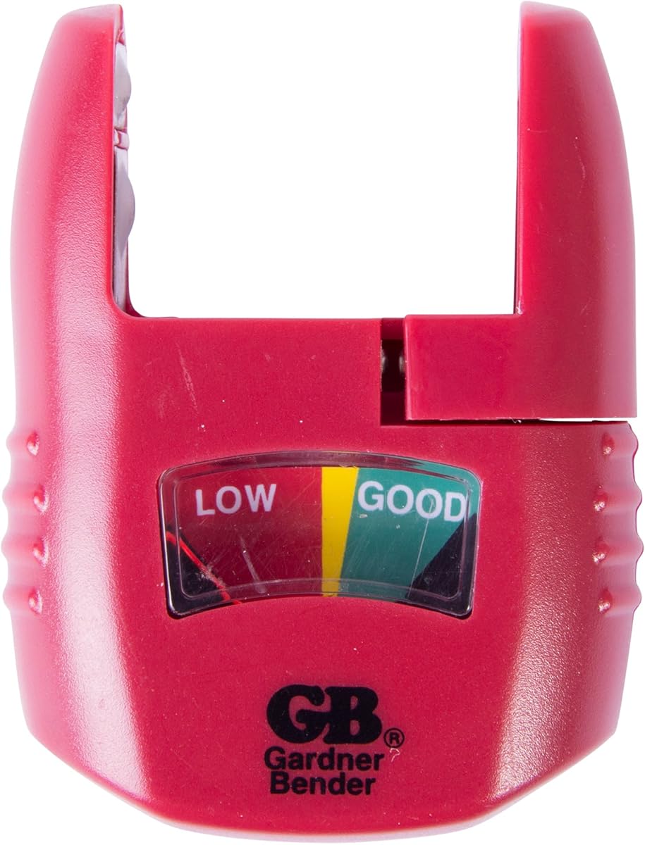 Gardner Bender GBT-3502 Household Analog Battery Tester, Extendable Arm, Easy Read Indicator, Tests: AA / AAA / C / D 9V / 1.5 V Button Cell / N Batteries, (Replaces GBT-502A) Red