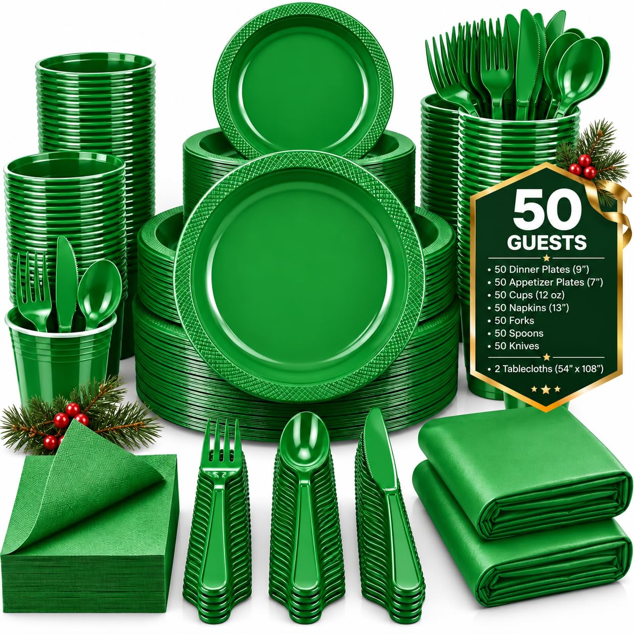 Tinybee 352 Piece Disposable Plates Set - Serves 50 -13