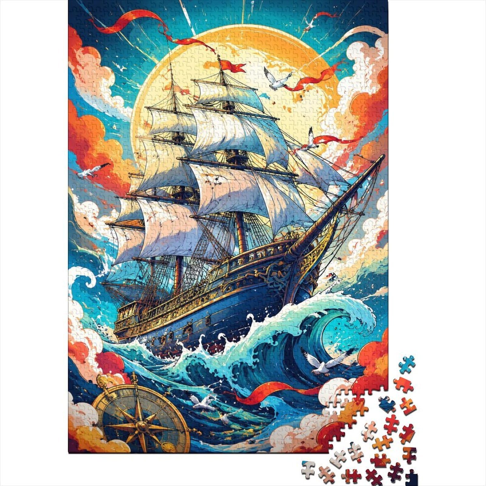 Ship Ocean 1000 Pieces Mini Jigsaw Puzzle for Adults
