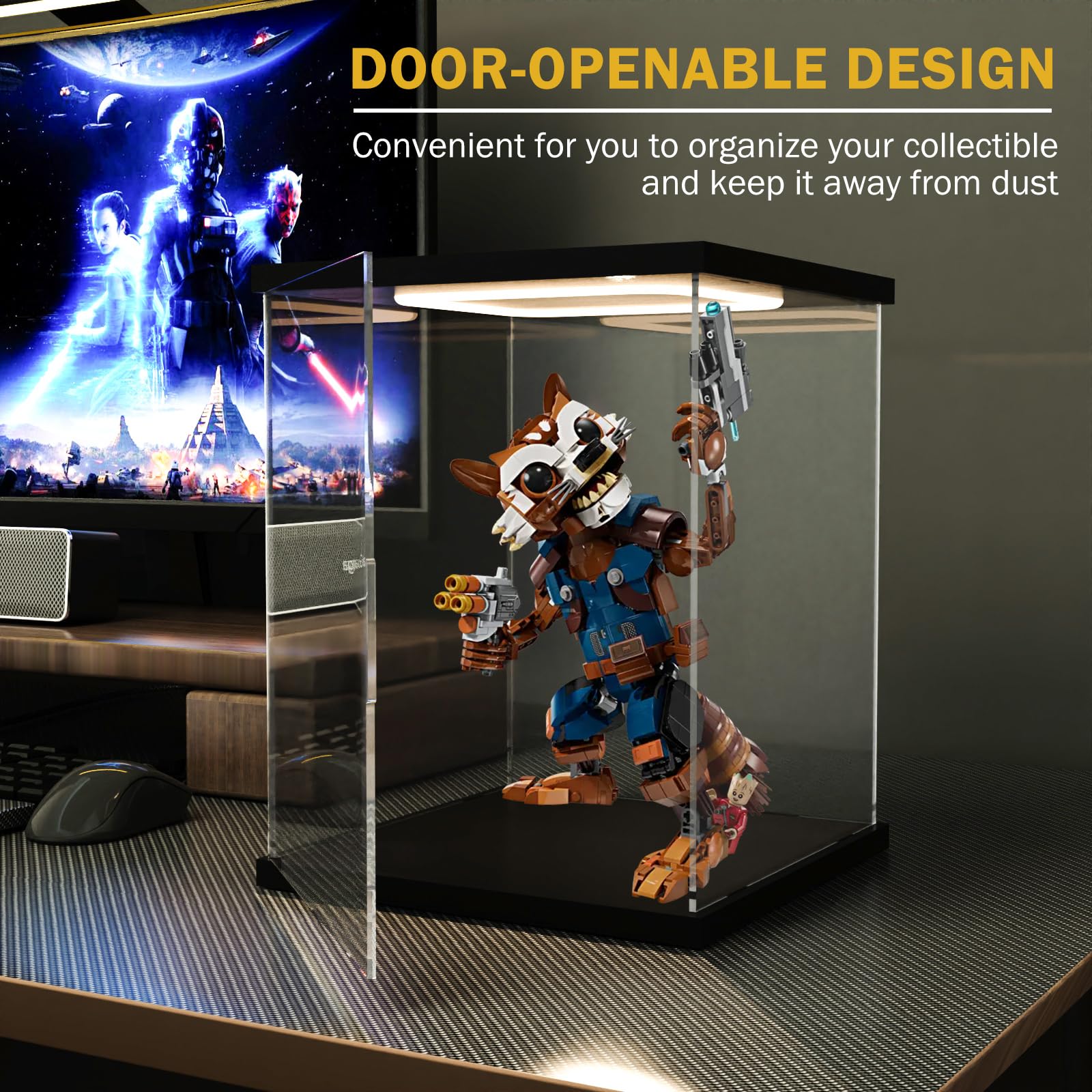 Vitrine En Acrylique éclairée LED à 5 Niveaux - Présentoir Anti-poussière Pour Figurines Funko Pop Et Collections