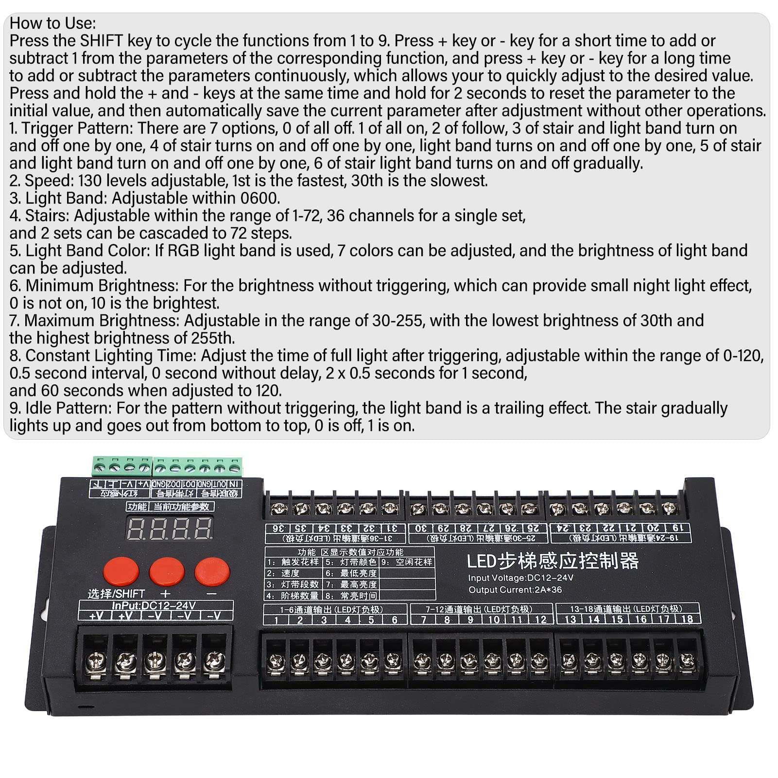 ANKROYU Stair Controller, ABS Indoor Stairway Lighting Controller, Stairway Lighting Sensor, Stair Light Motion Sensor, Stairway Motion Sensor for Home