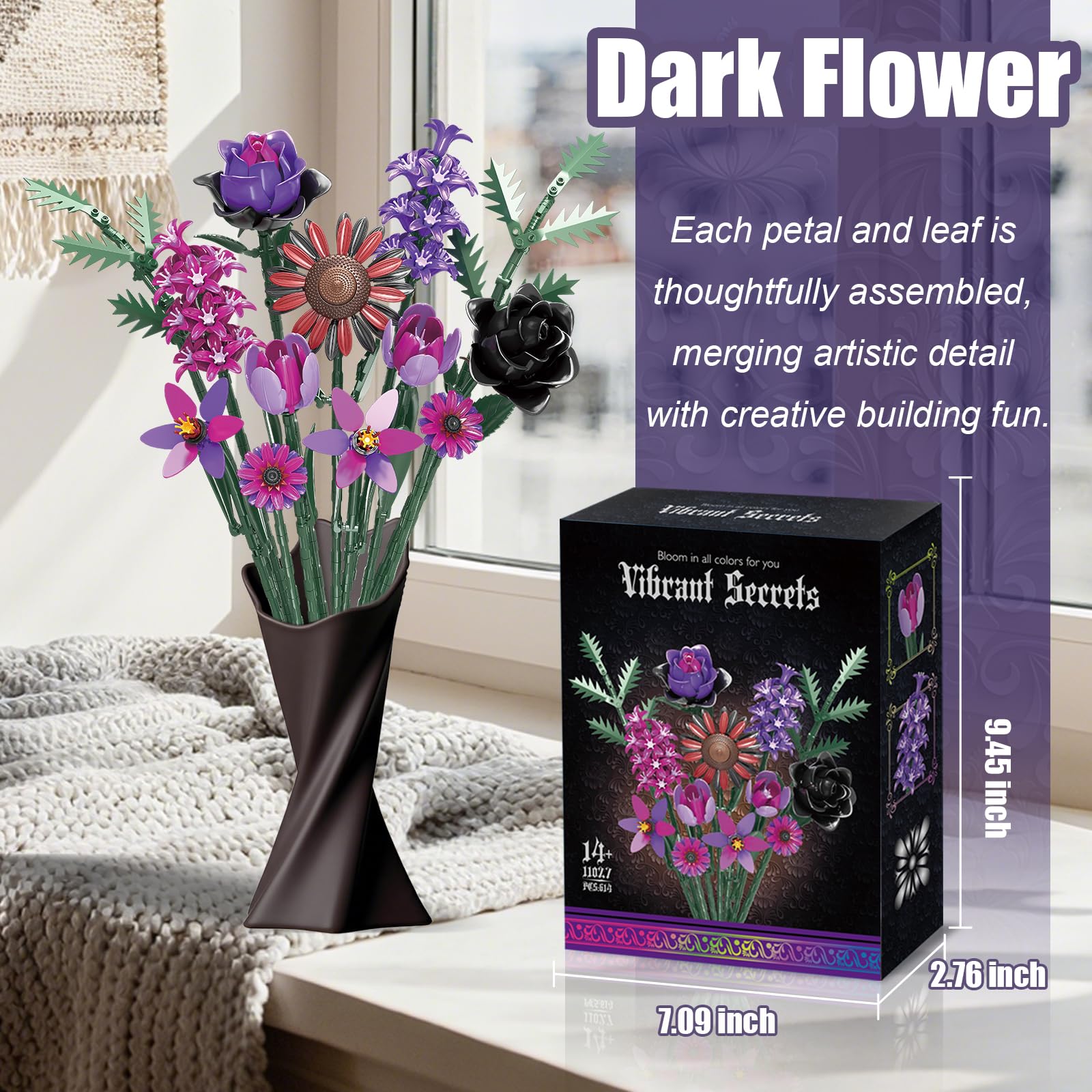 Juego de construcción de Flores, Ramo de Flores Silvestres, Ramo de Flores Artificiales, Compatible con la colección Lego Botanical para Adultos, Mesa de Comedor, decoración de Sala de Estar, Oficina