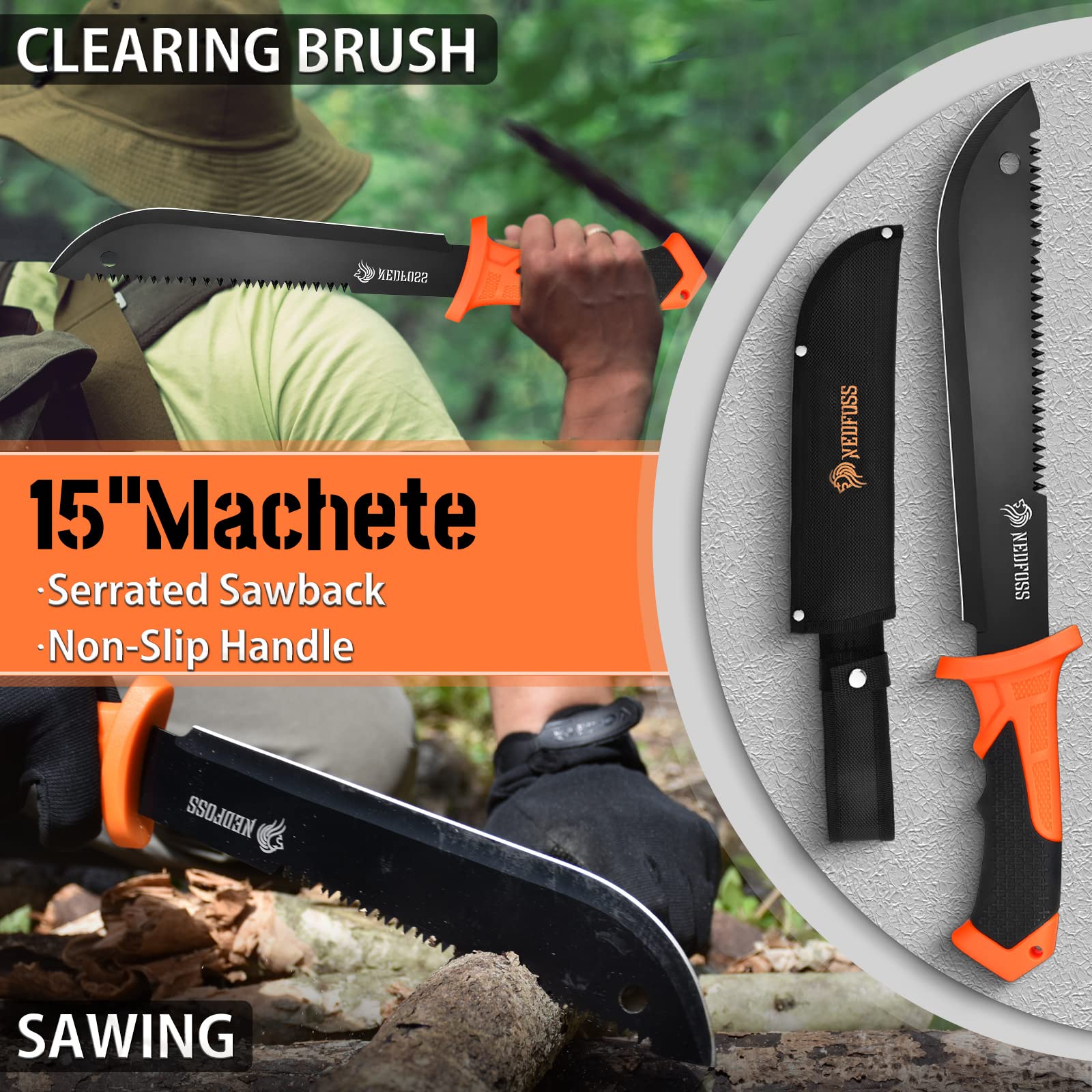 NedFoss 15 Machete, 10 Hatchets For Camping And Survival