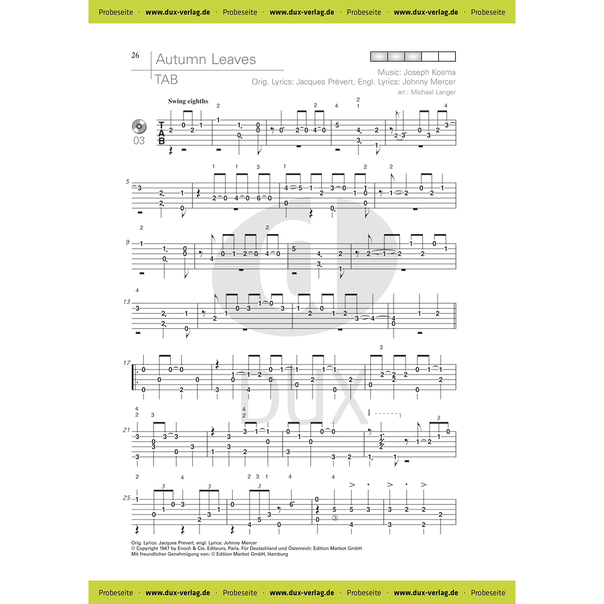 Acoustic Jazz Guitar Solos: 20 Jazz Classics in Noten und TAB / medium-advanced