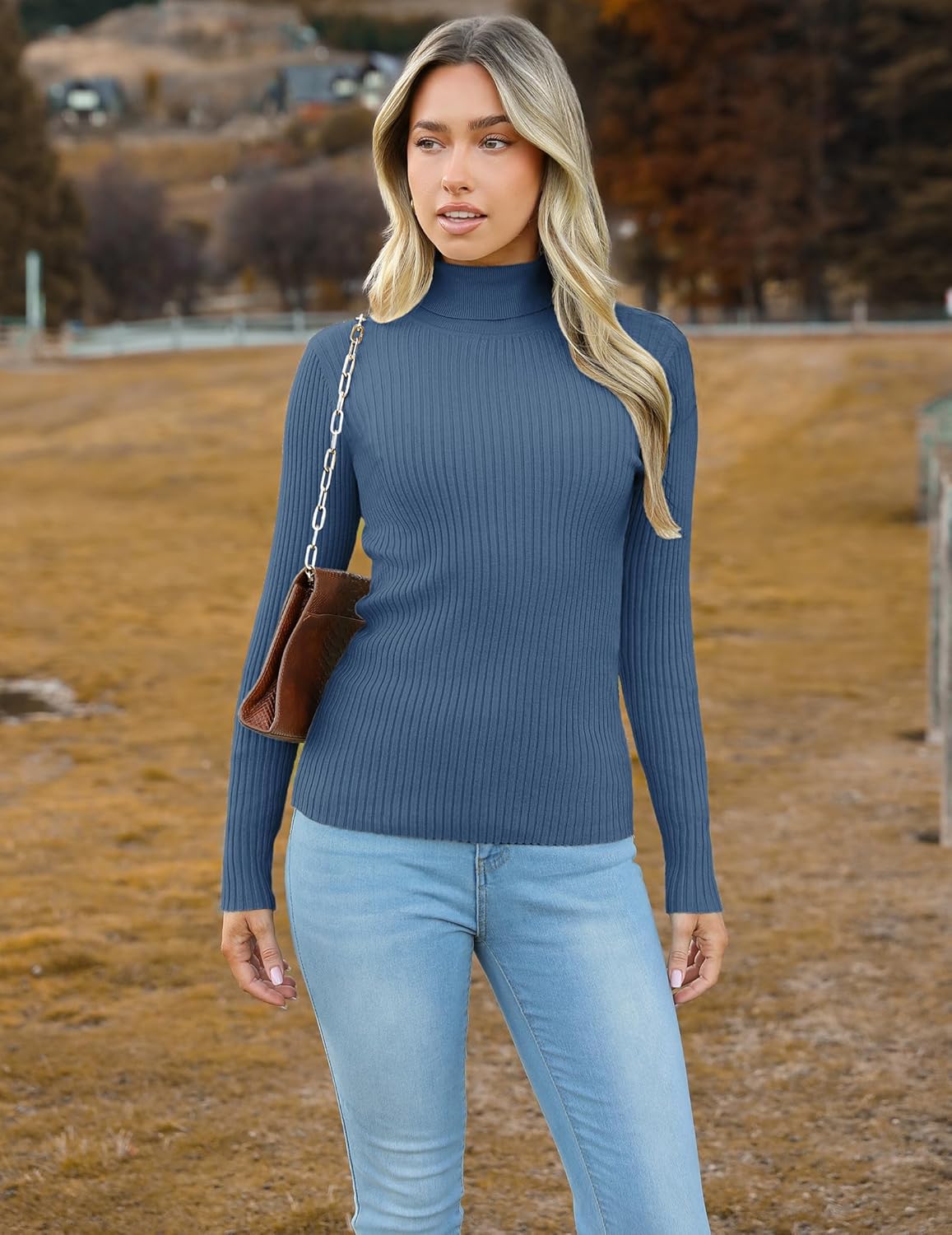 Zeagoo Women's Turtleneck Sweaters 2026 Fall Fitted Long Sleeve Pullover Sweater Ribbed Knit Basic Tops - Image 2